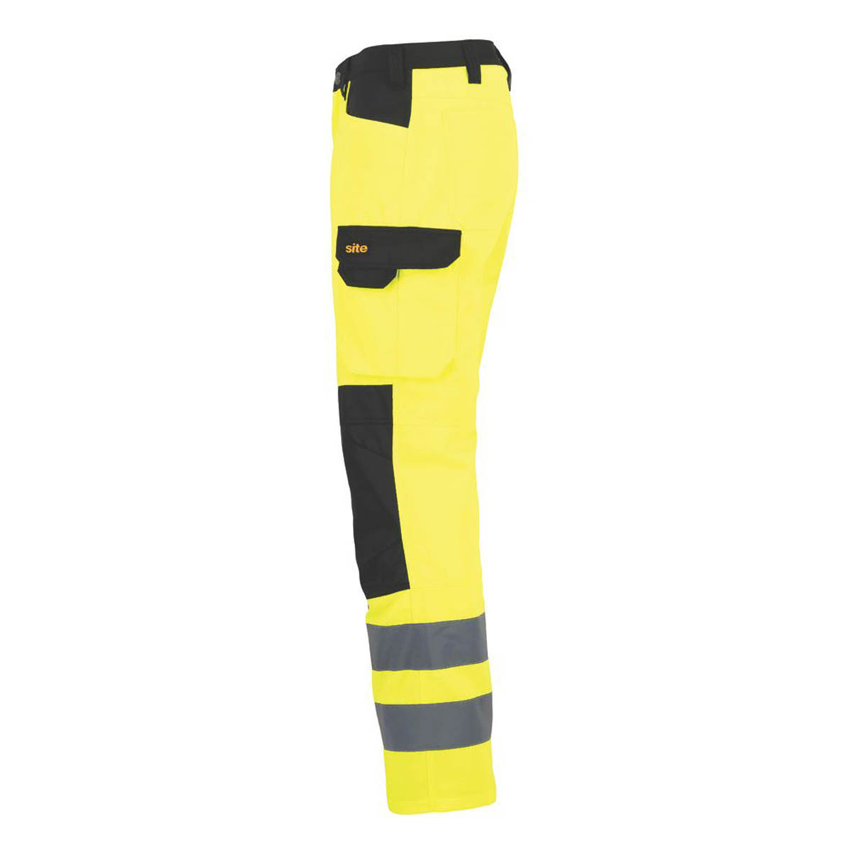 Site Mens Hi-Vis Trousers Yellow/Black Reflective Multi Pockets 32" W 32" L - Image 4