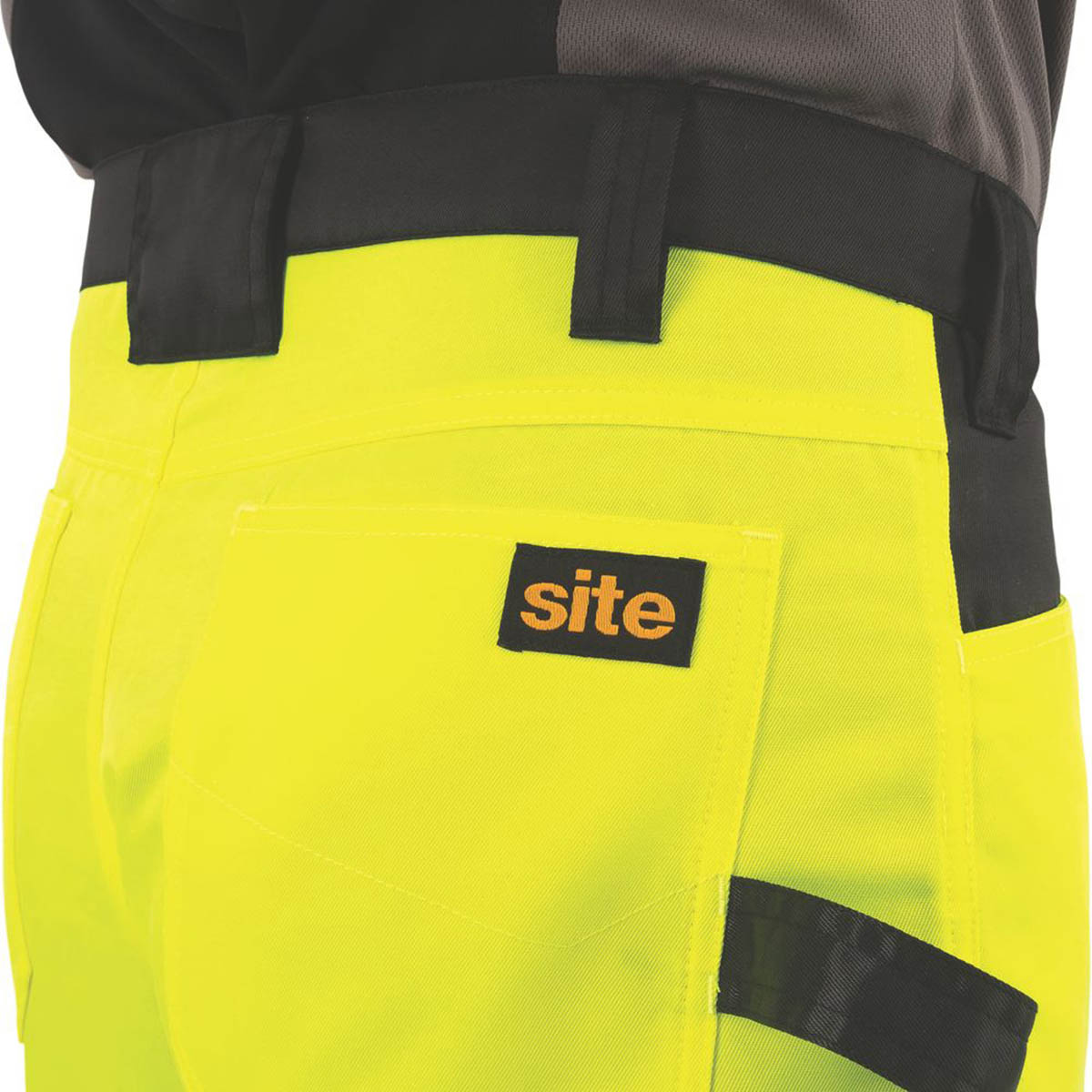 Site Mens Hi-Vis Trousers Yellow/Black Reflective Multi Pockets 32" W 32" L - Image 6