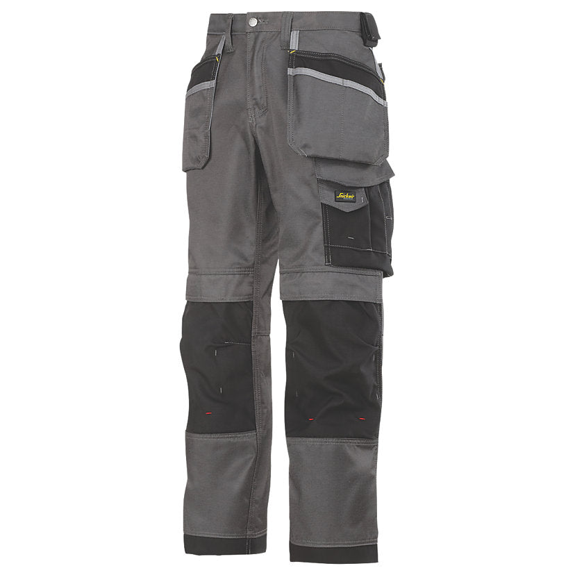 Snickers Work Trousers Mens Relaxed Fit Grey Black Multi Pockets 31"W 32"L - Image 1