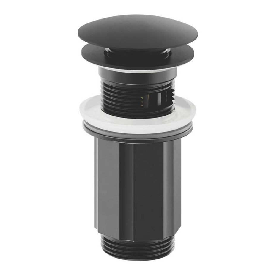 Swirl Basin Mixer Tap Mono Matt Black Brass Round With Clicker Waste 192.6mm - Image 2