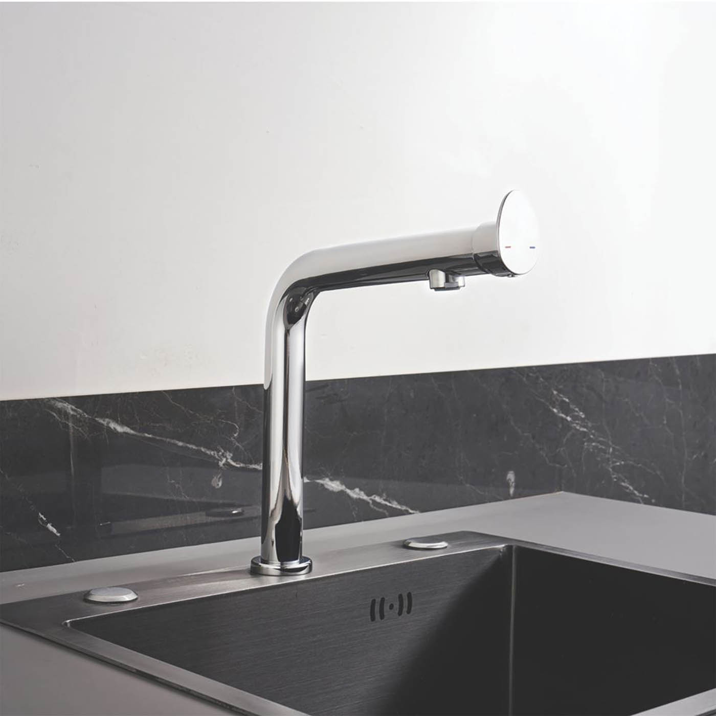 Kitchen Mono Mixer Tap Chrome Single Lever Modern Deck Mounted (H)218 mm - Image 2