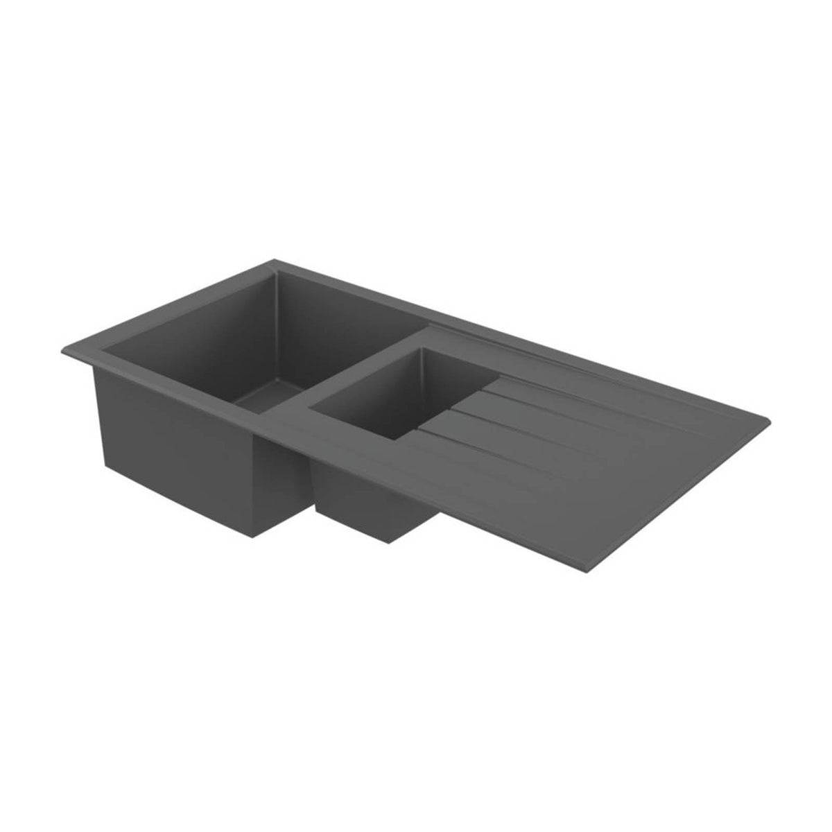 Swirl Kitchen Sink 1.5 Bowl Grey Composite Inset Reversible Drainer Modern - Image 1