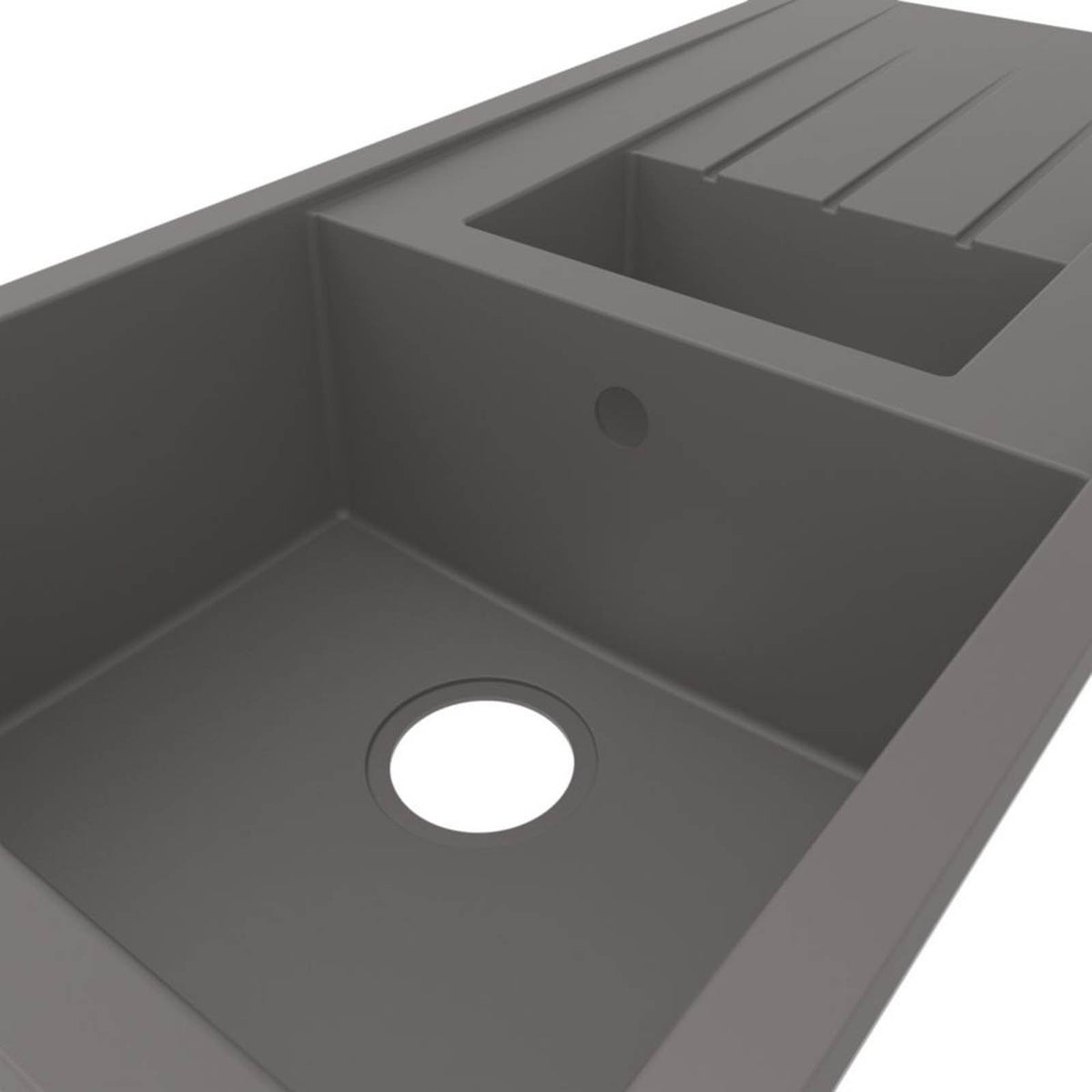 Swirl Kitchen Sink 1.5 Bowl Grey Composite Inset Reversible Drainer Modern - Image 4