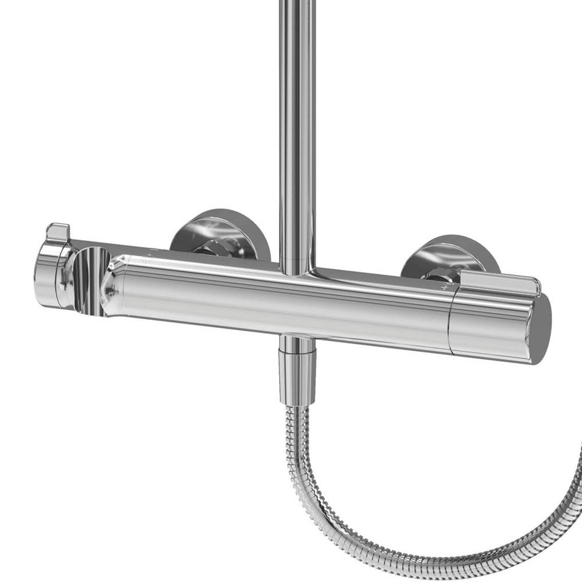 Swirl Mixer Shower Thermostatic Chrome Round Rainfall Dual Head Handset - Image 4