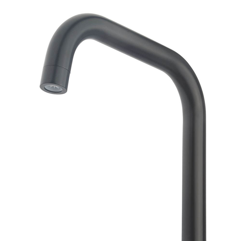Kitchen Mixer Tap Matt Black Dual Double Lever Deck Mount Modern Swivel Spout - Image 2