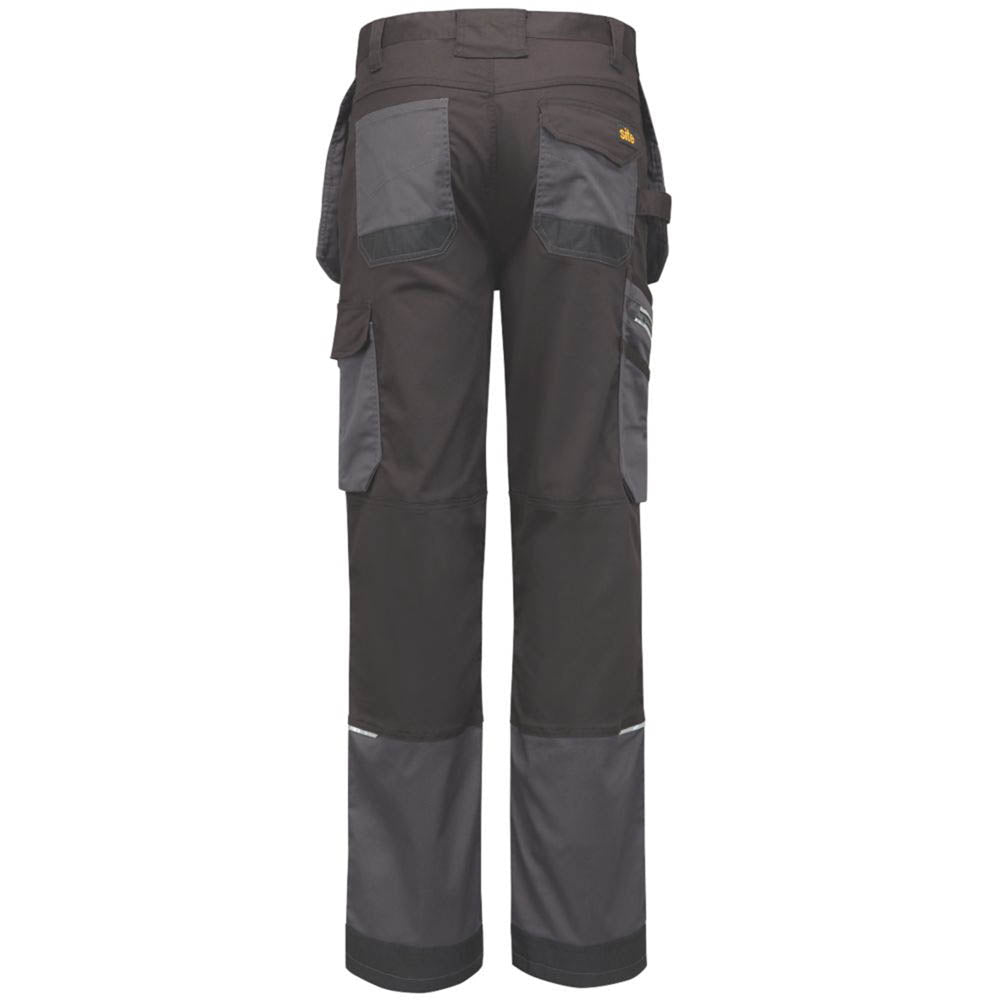 Site Work Trousers Mens Regular Fit Grey Black Stretch Multi Pockets 30"W 30"L - Image 3