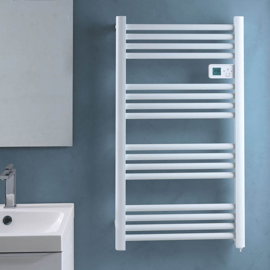 Flomasta Electric Towel Rail Radiator White Flat Bathroom Warmer (H)96x(W)54cm - Image 3