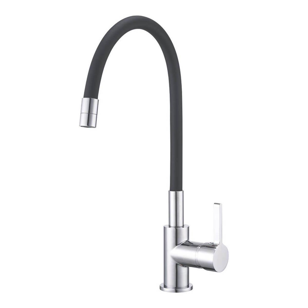 Kitchen Sink Tap Mono Mixer Chrome Black Single Lever Swivel Spout Modern Faucet - Image 1