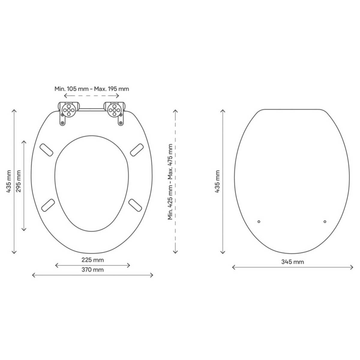 Bathroom Toilet Seat Soft-Close Moulded Wood Concrete Grey Oval Adjustable - Image 6