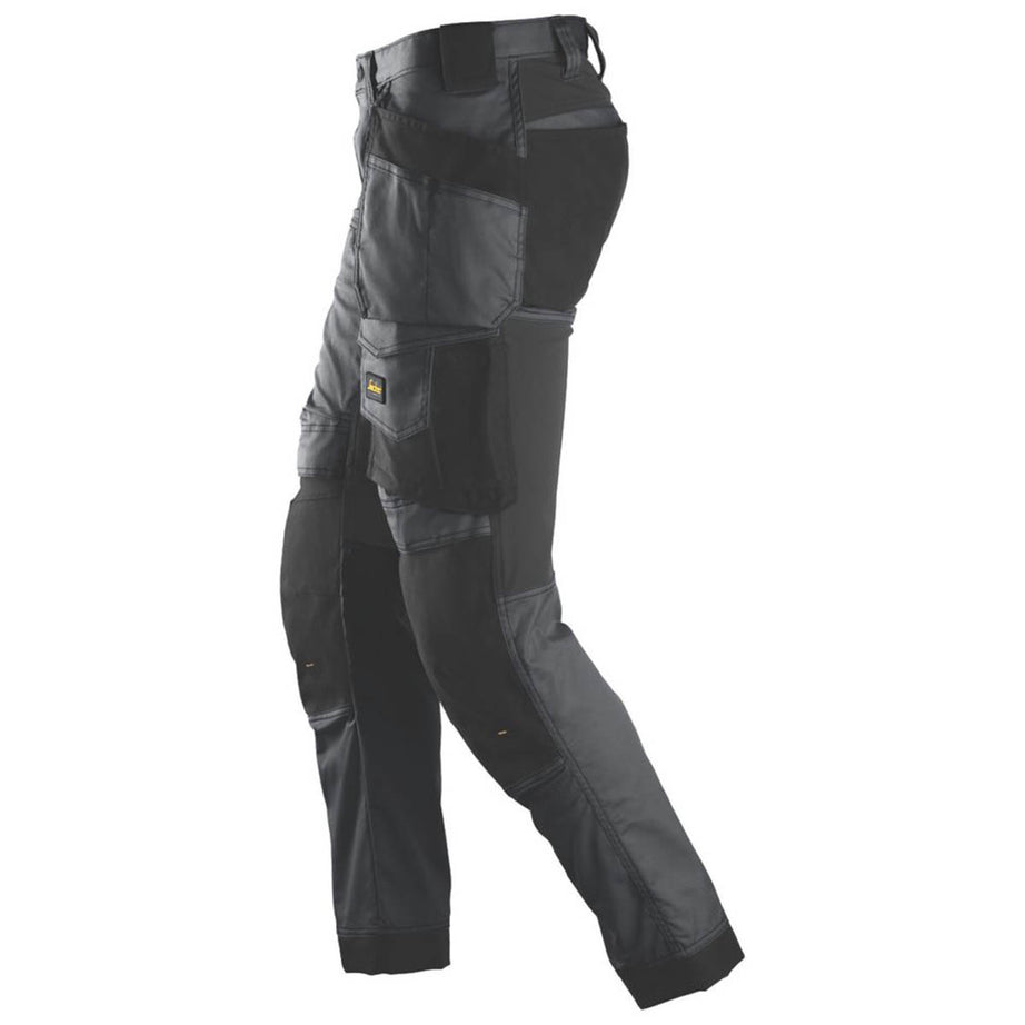 Snickers Work Trousers Mens Slim Fit Stretch Grey Black Multi Pocket 35"W 32"L - Image 3