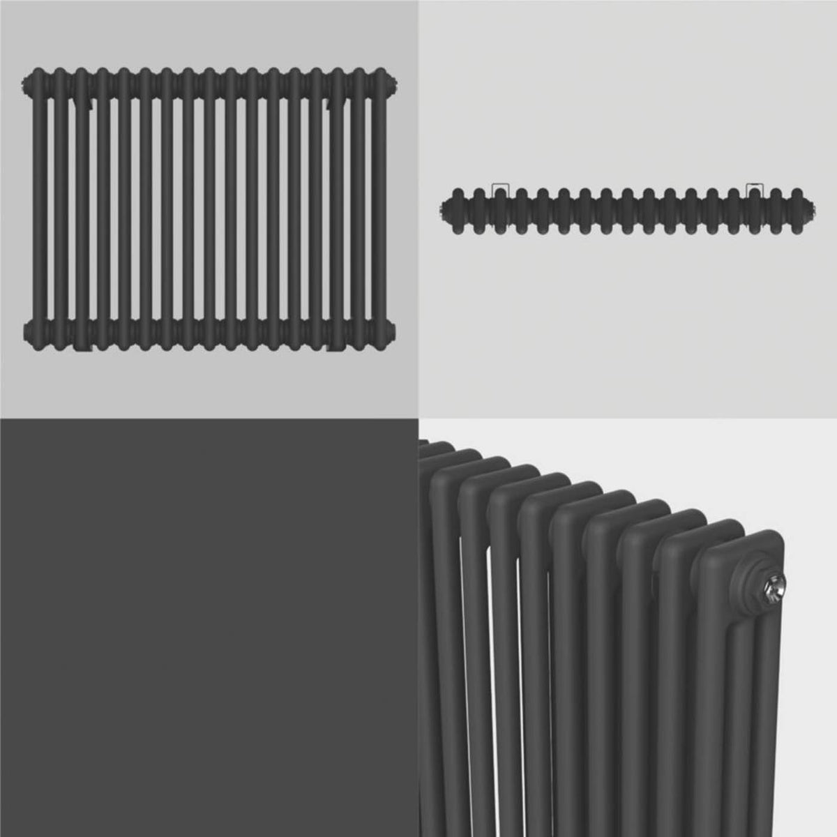 Flomasta 3 Column Radiator Black Horizontal Steel Traditional (H)60x(W)78.5cm - Image 5