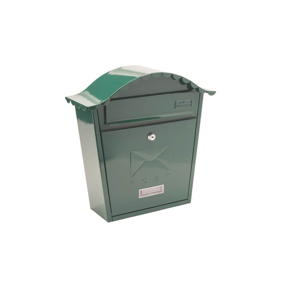 Post Box Green Weather Resistant Galvanised Steel Nameplate Powder Coated 2 Keys - Image 1