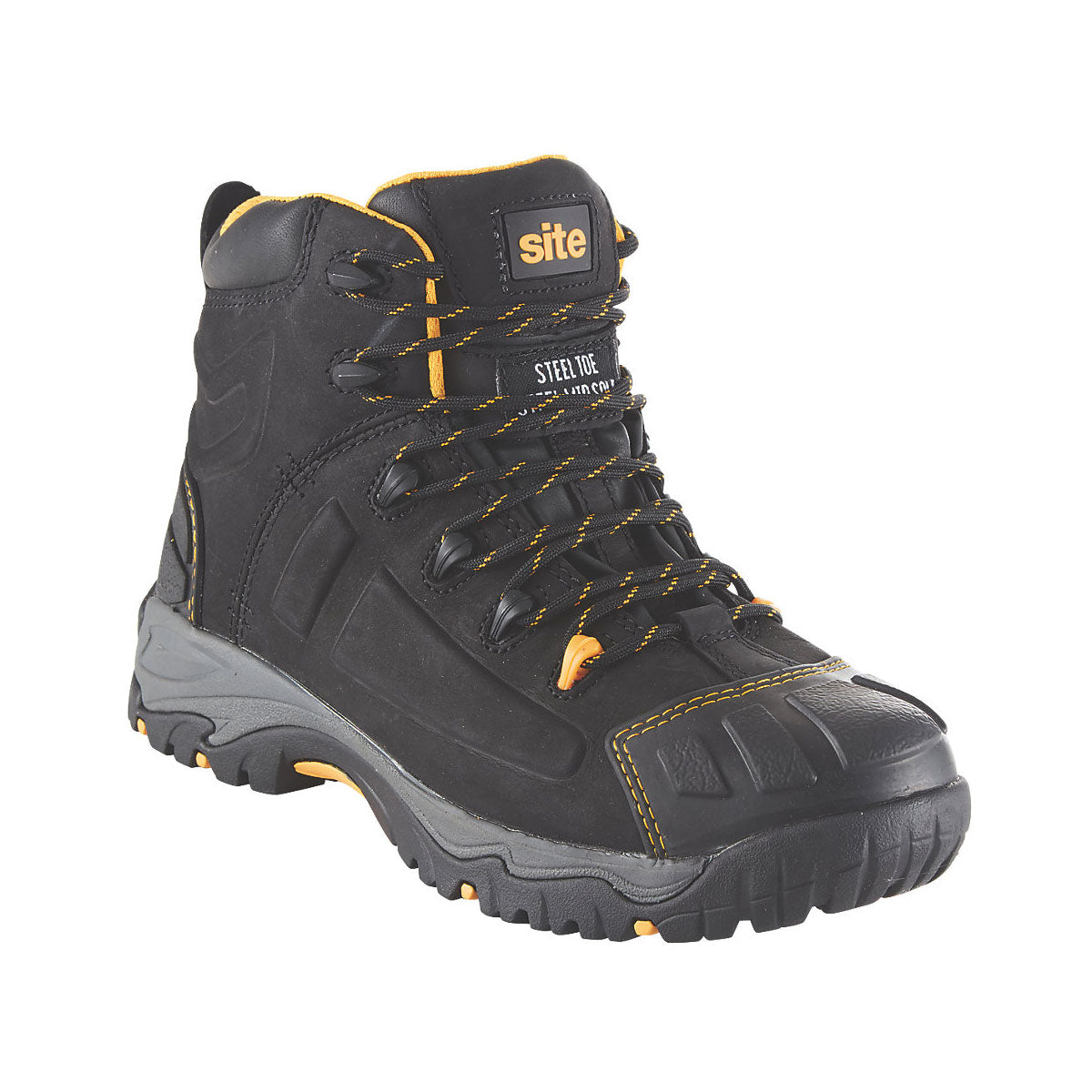 Site Safety Boots Mens Standard Fit Black Leather Waterproof Steel Toe Size 7 - Image 1