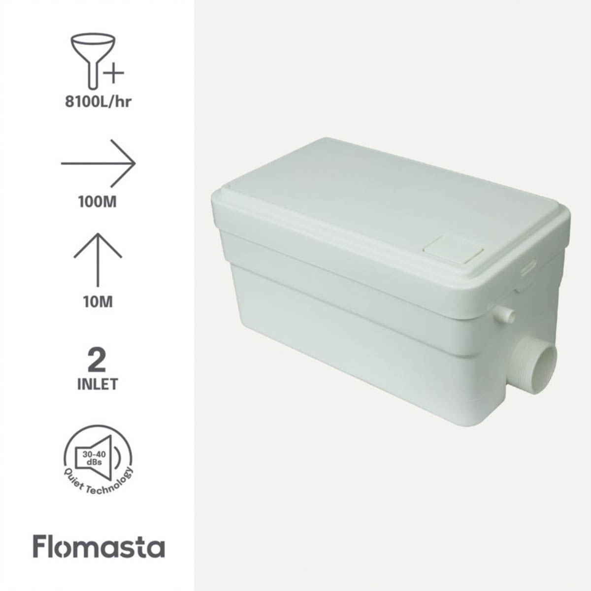 Flomasta Macerator Shower Basin Bidet Robust Quiet Operation Automatic 250W 240V - Image 3