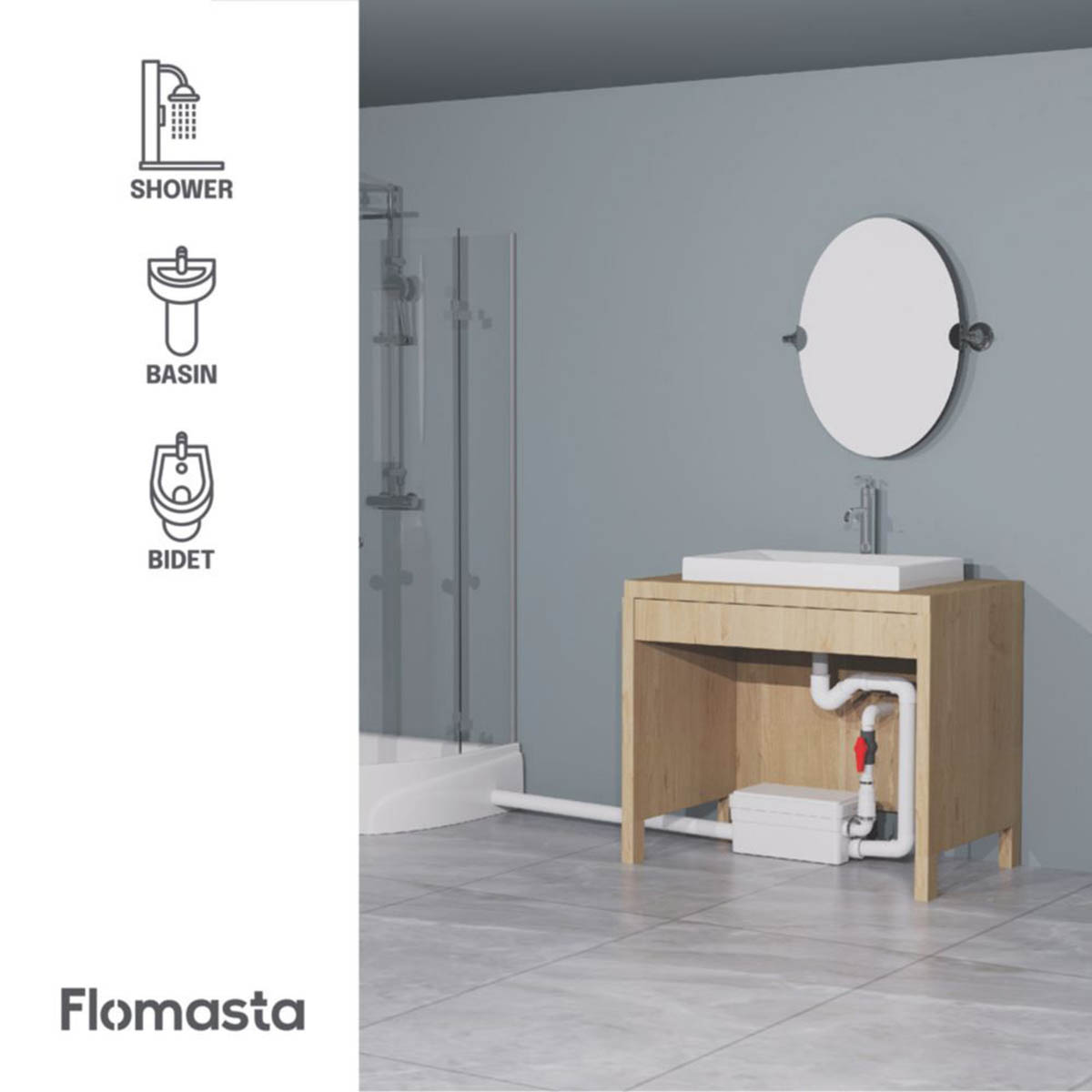 Flomasta Macerator Shower Basin Bidet Robust Quiet Operation Automatic 250W 240V - Image 4