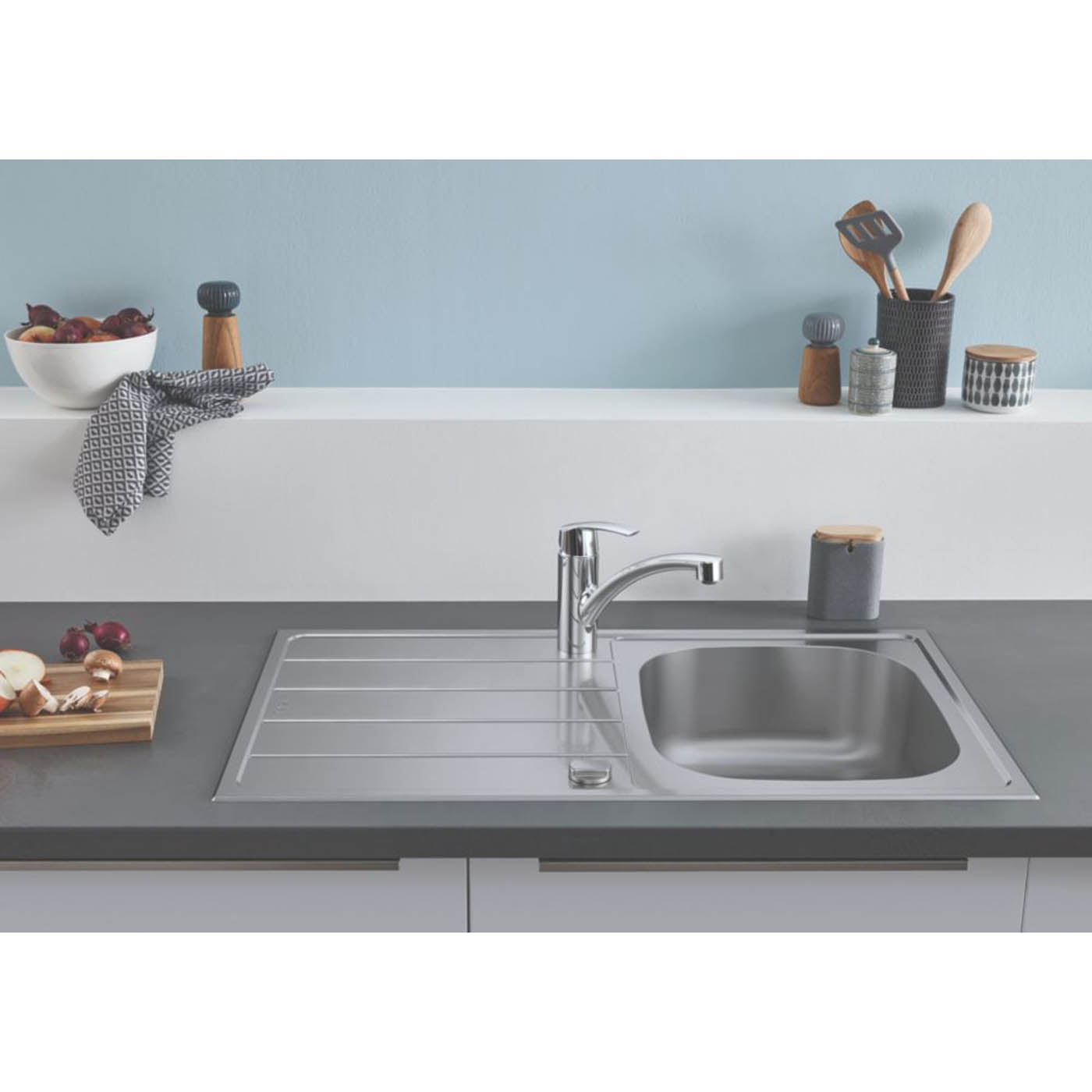 Grohe Kitchen Sink Inset K200 1 Bowl Stainless Steel Reversible 860 x 500mm - Image 1