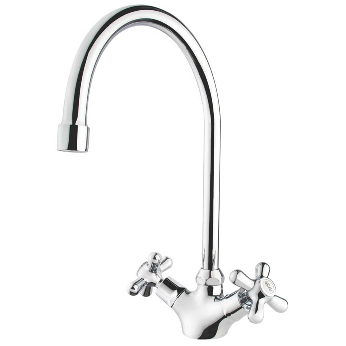 Swirl Kitchen Sink Tap Mono Mixer Chrome Double Lever Cross Head Handles Faucet - Image 2