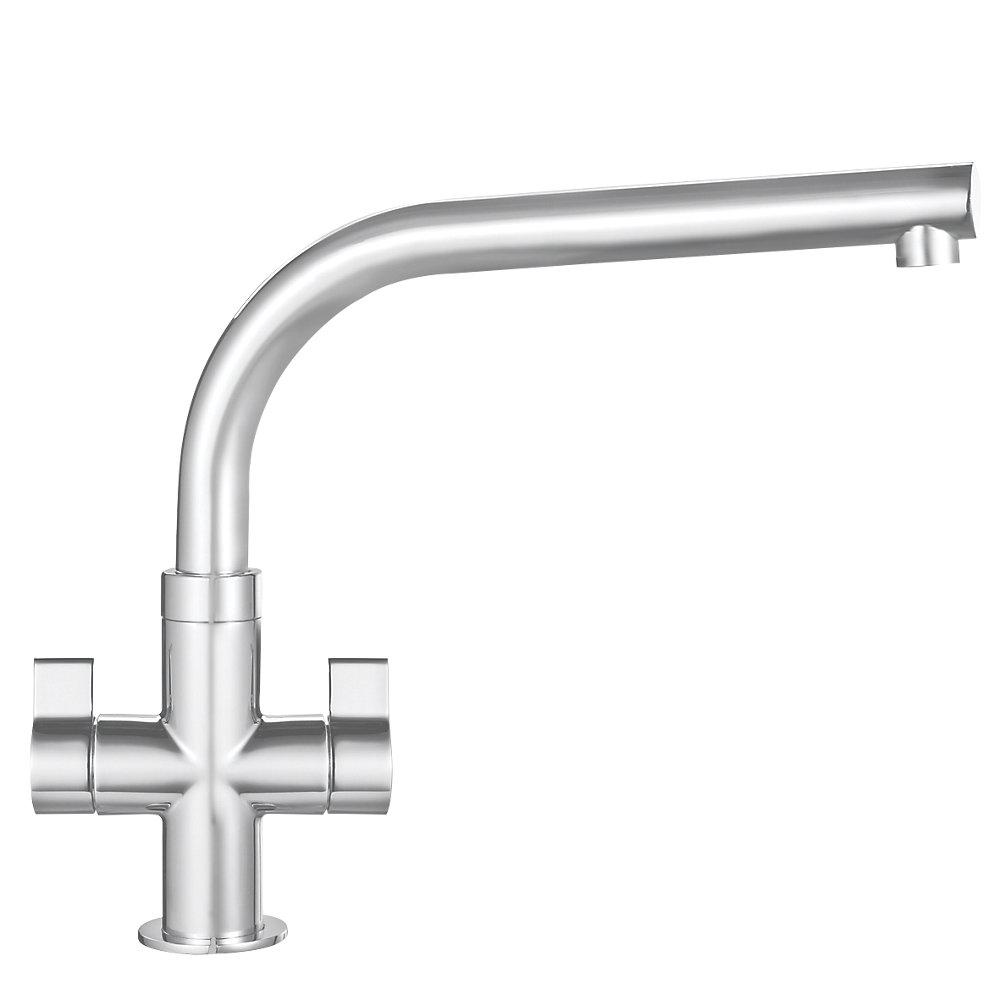 Franke Kitchen Mixer Tap Sion Brushed Steel Dual Lever Swivel Spout - Image 1