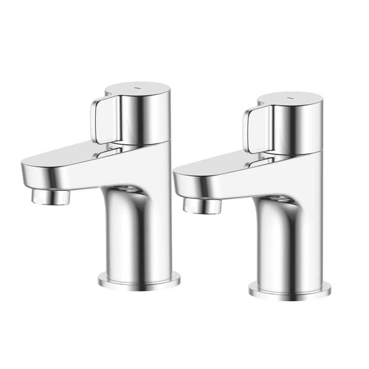 Swirl Bath Filler Pillar Tap Chrome 120mm 1/4 Turn Modern Bathroom Hot Cold Pair - Image 1
