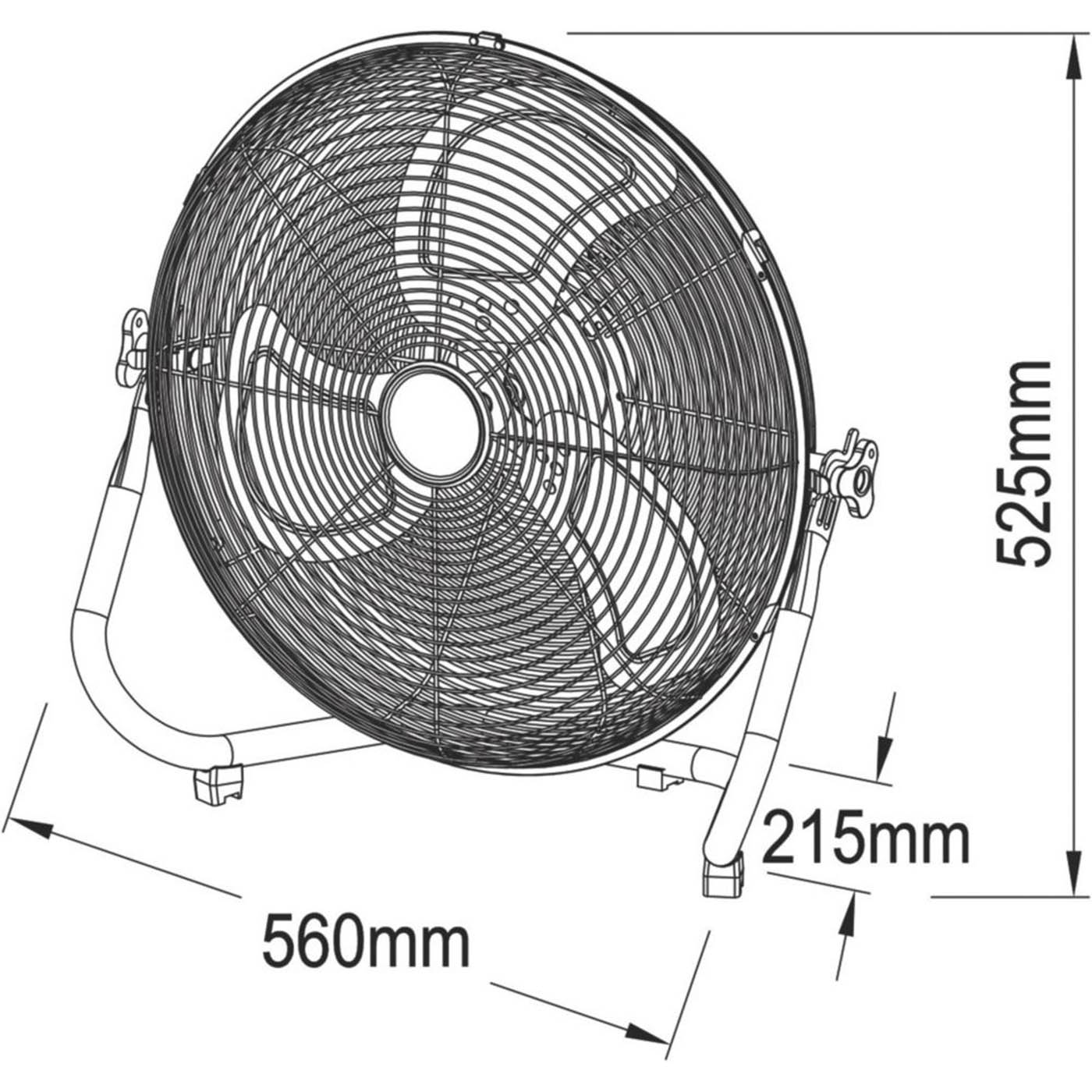 Essentials Floor Fan 3 Speed Chrome Finish Adjustable Tilt Portable 18" 220-240V - Image 6