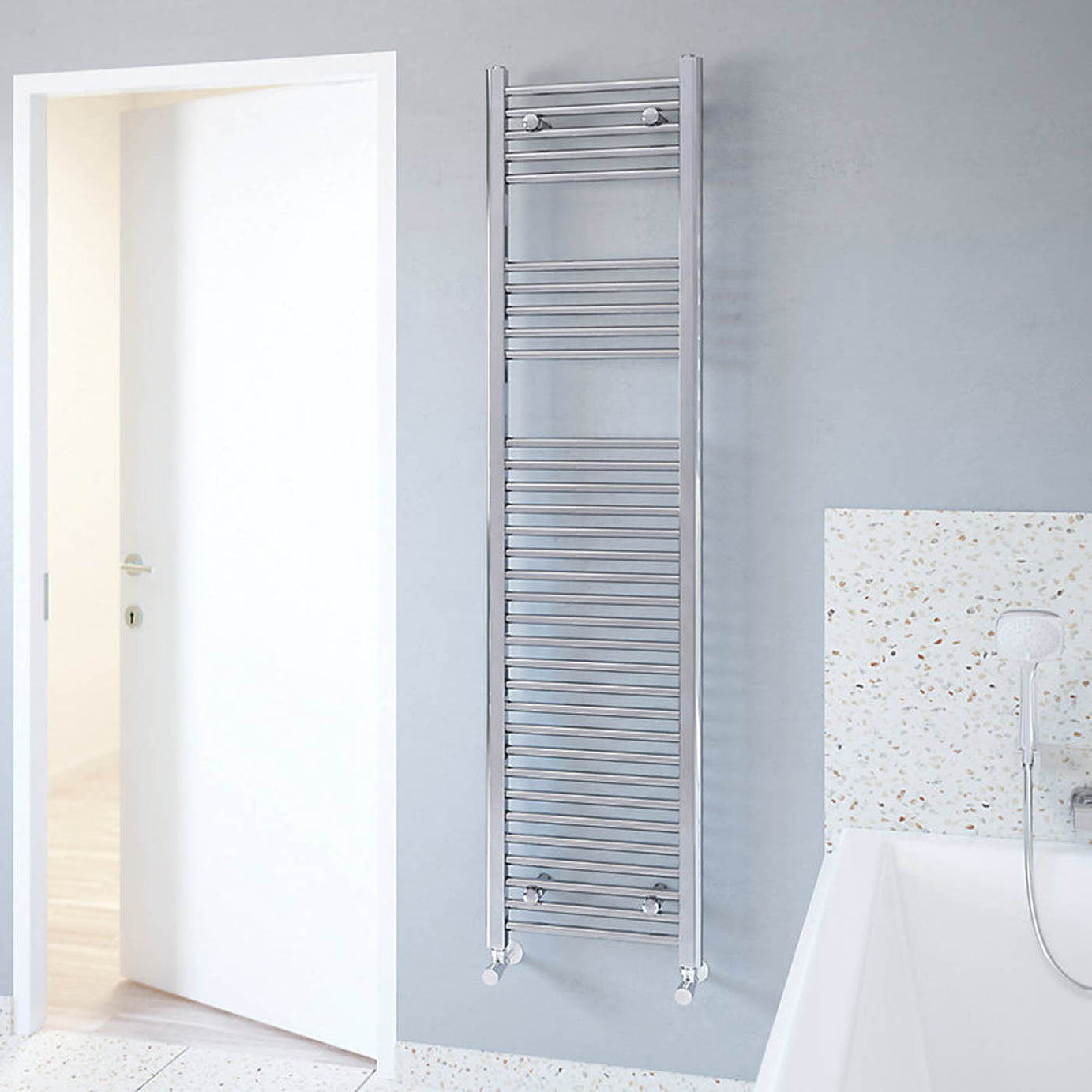Towel Rail Radiator Chrome Bathroom Ladder Warmer Steel 414W (H)1600x(W)400mm - Image 4