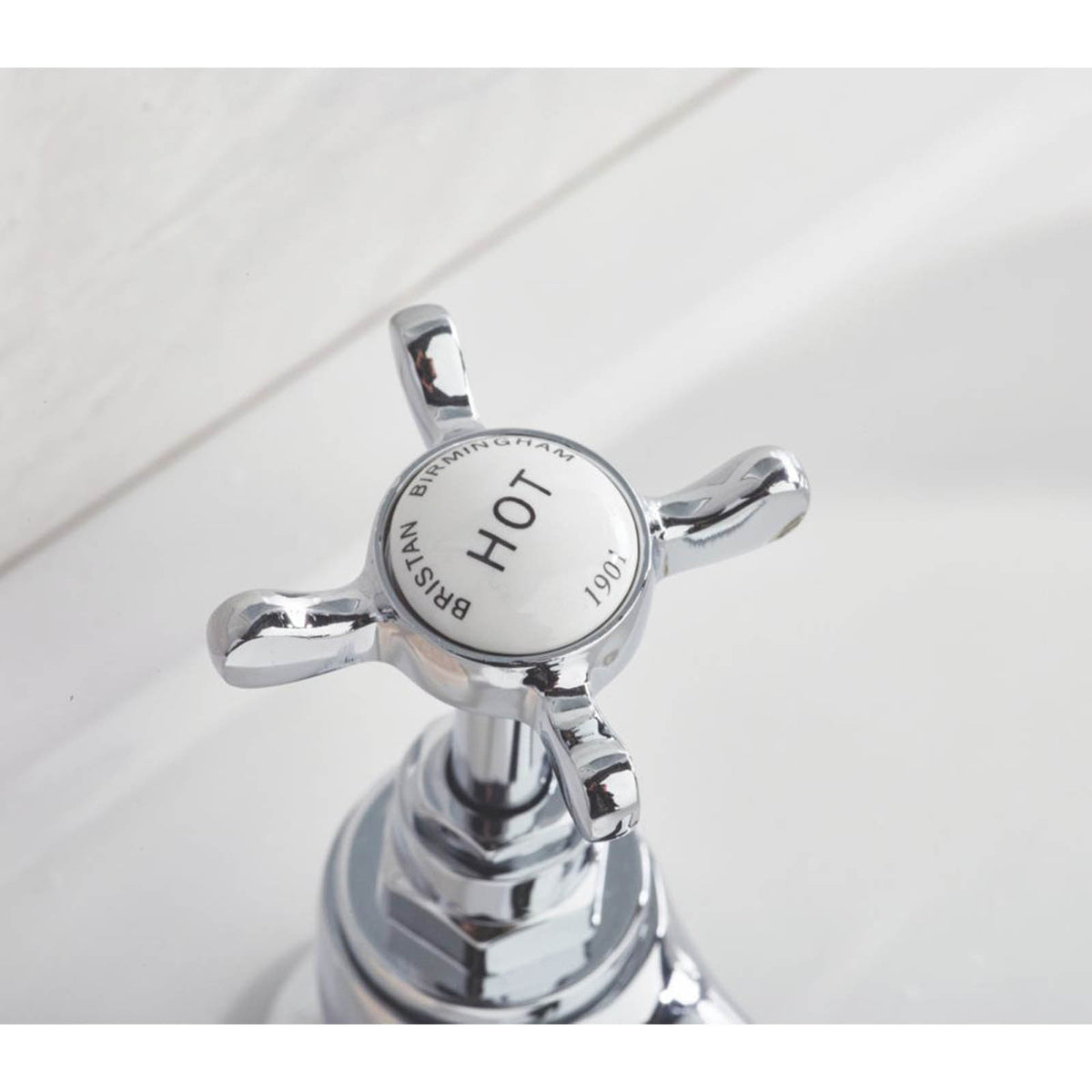 Bristan Bathroom Basin Pillar Tap Chrome Cross Head 1/4 Turn Cold Hot Pair - Image 4