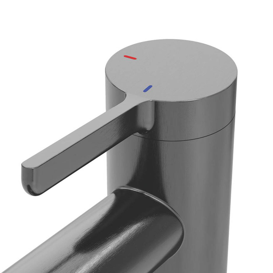 Swirl Basin Mixer Tap Lever Mono Titanium Brass With Clicker Waste Modern 136mm - Image 4