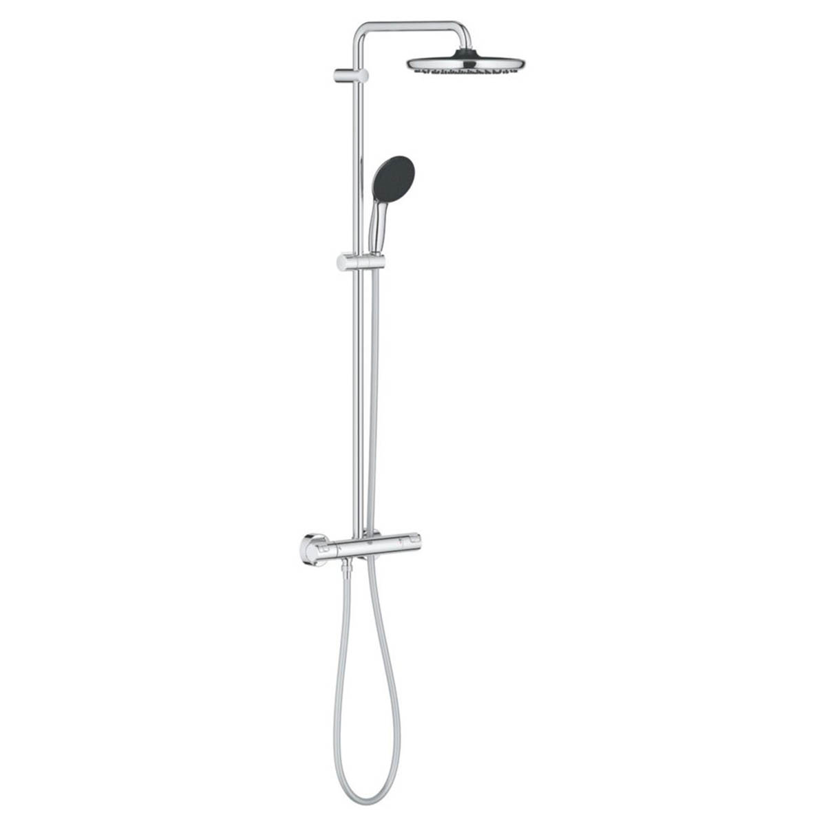 Grohe Thermostatic Shower System Exposed Chrome Single Spray Pattern Twin Head - Image 1