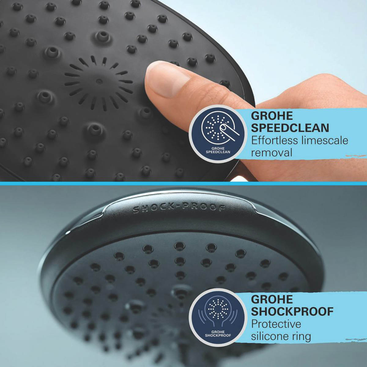 Grohe Thermostatic Shower System Exposed Chrome Single Spray Pattern Twin Head - Image 4