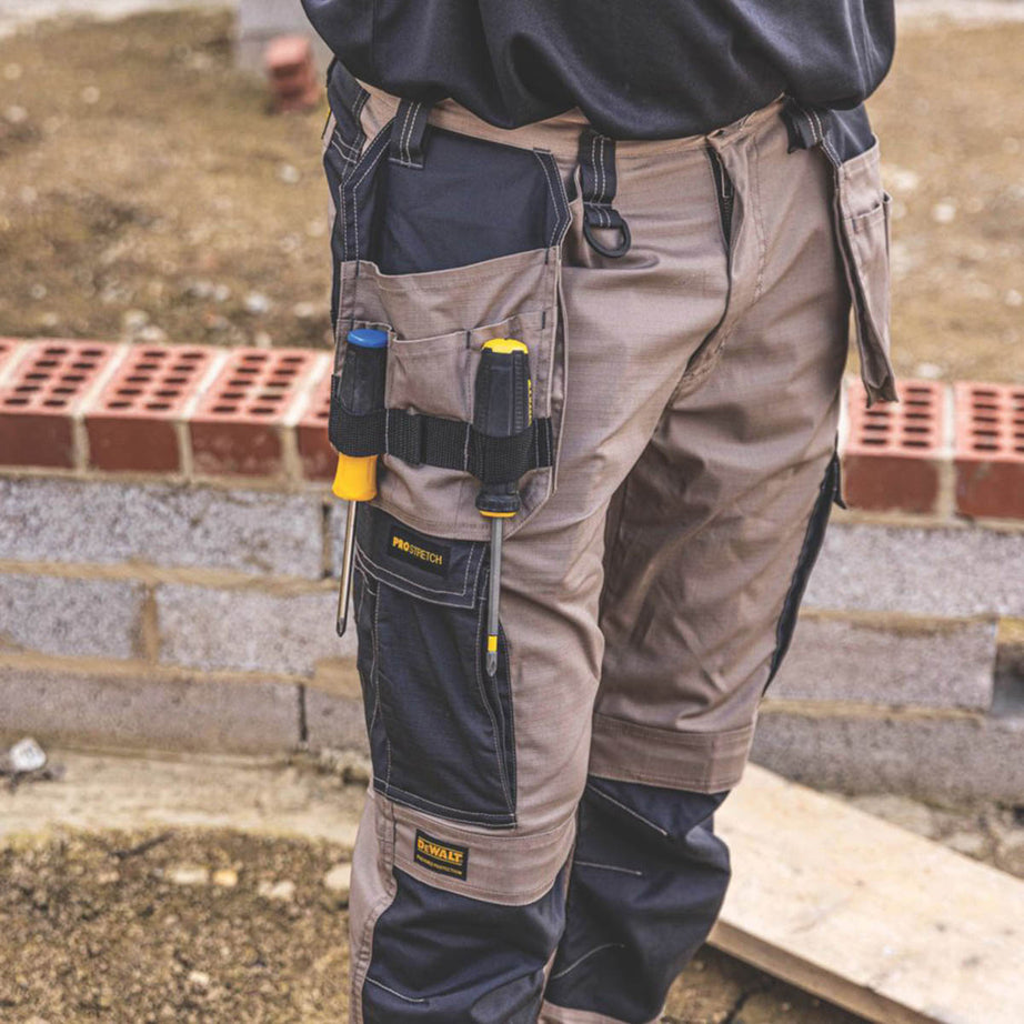 DeWalt Mens Work Trousers Holster Pockets Stone Slim Fit Breathable 42" W 31" L - Image 6