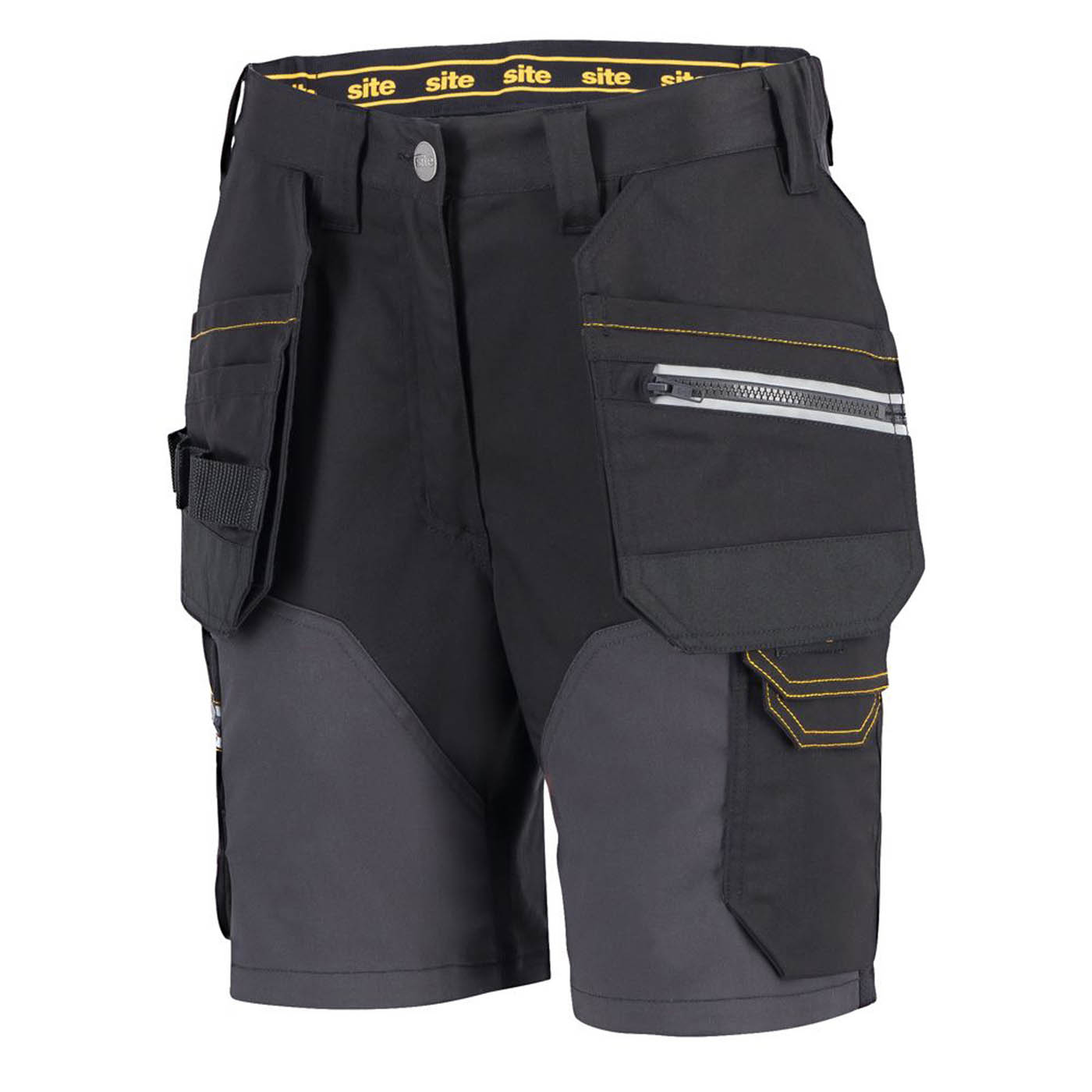 Site Work Shorts Womens Kilani Regular Fit Black Grey Multi Pockets Size 16 - Image 1