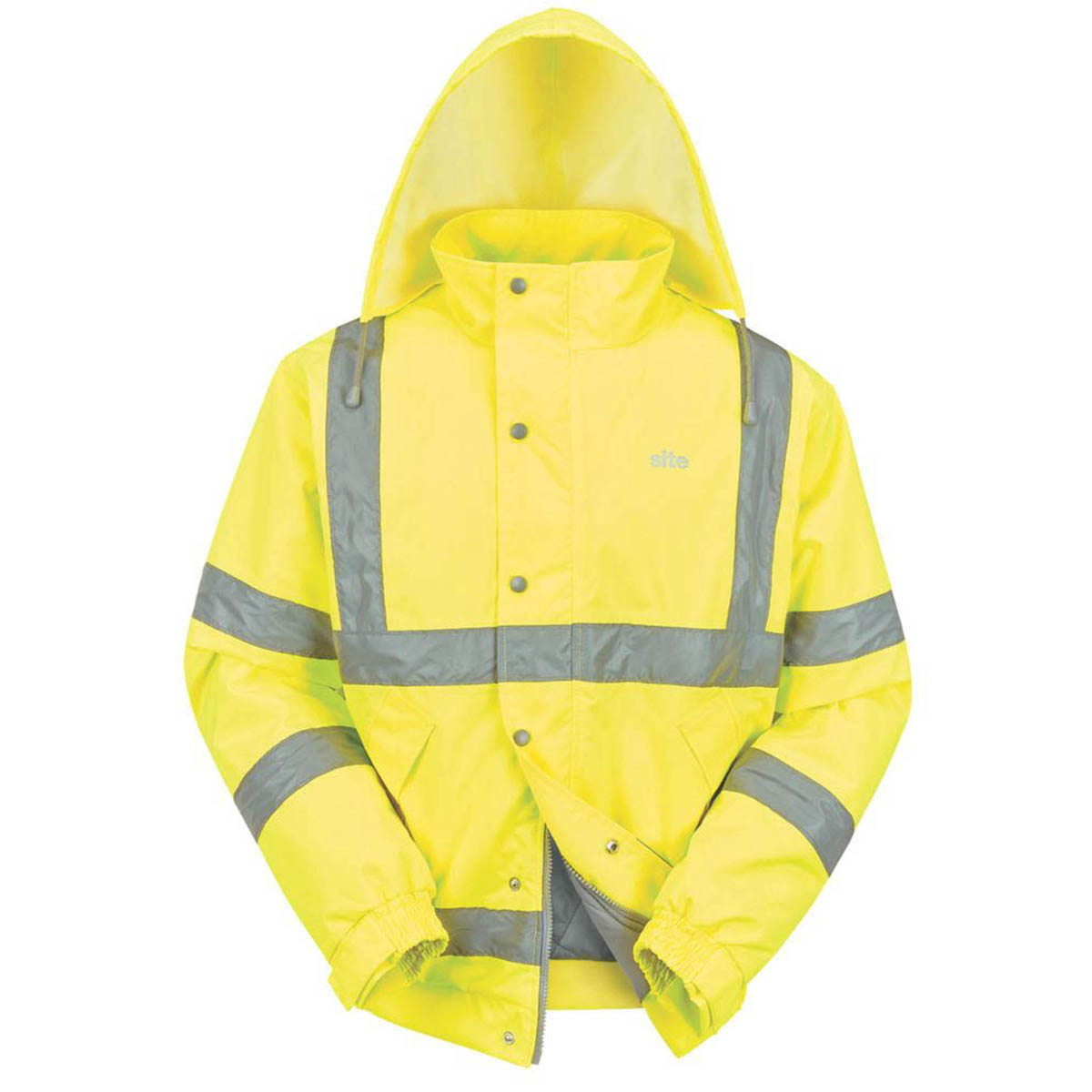 Site Hi-Vis Pilot Jacket Yellow Zipped Waterproof Mens Workwear XXL 55" Chest - Image 2