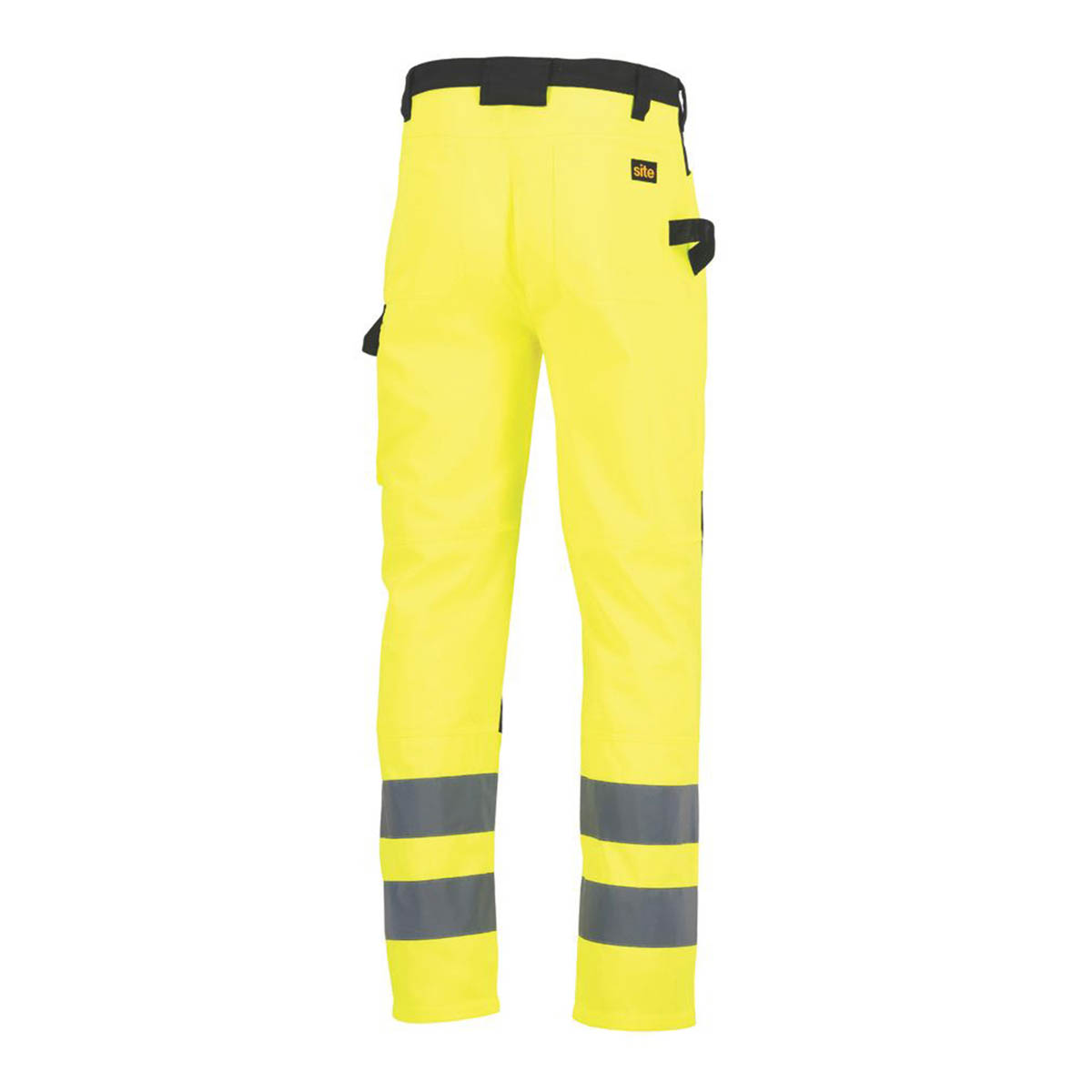 Site Mens Hi-Vis Work Trousers Yellow/Black Reflective Multi Pockets 38" W 32" L - Image 5