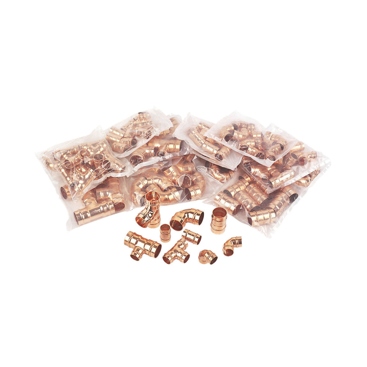 Flomasta Solder Ring Fittings Assortment Pack Brass Plumbing Set Of 125 - Image 1