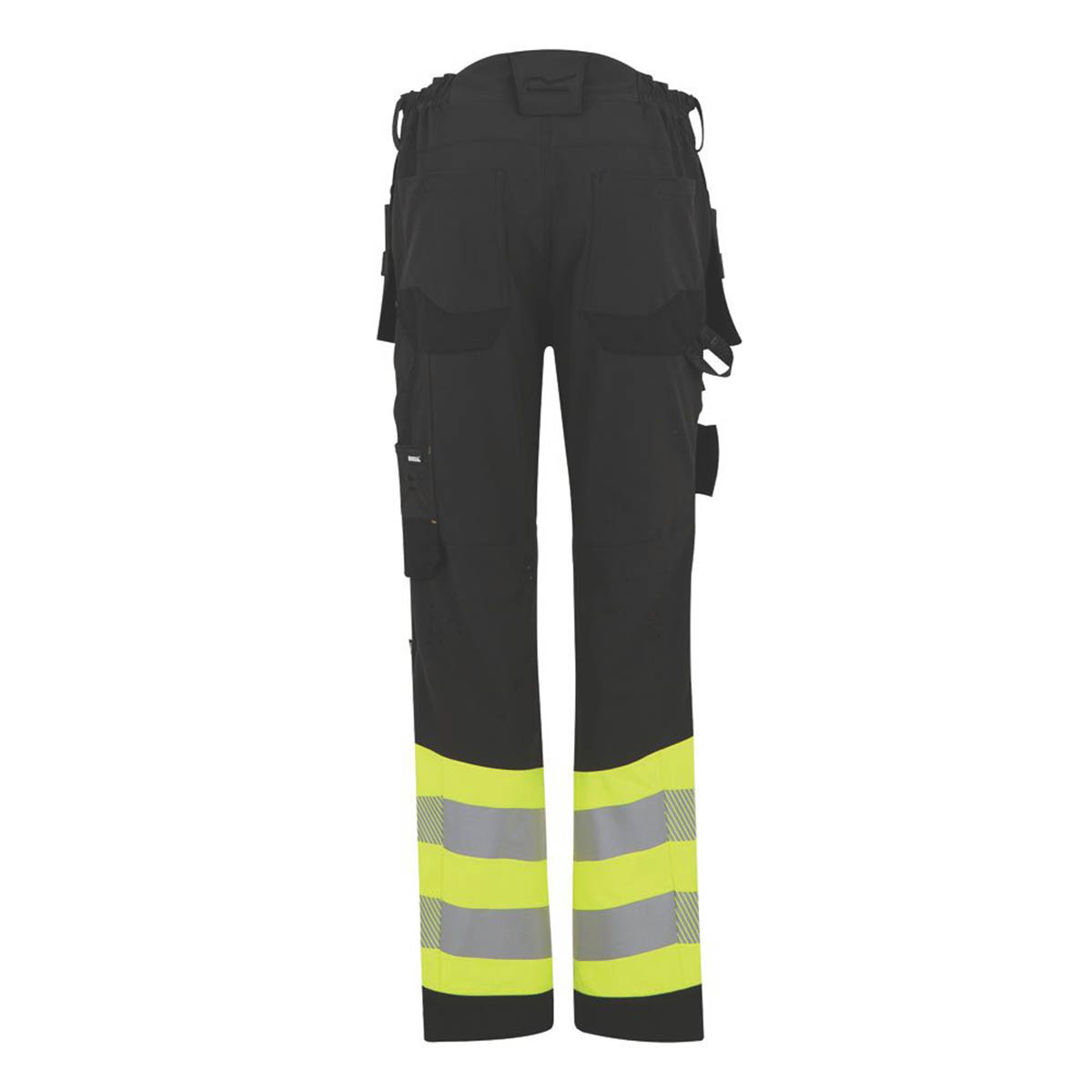 Regatta Hi Vis Work Trousers Mens Slim Fit Black Yellow Multi Pockets 38"W 32"L - Image 2