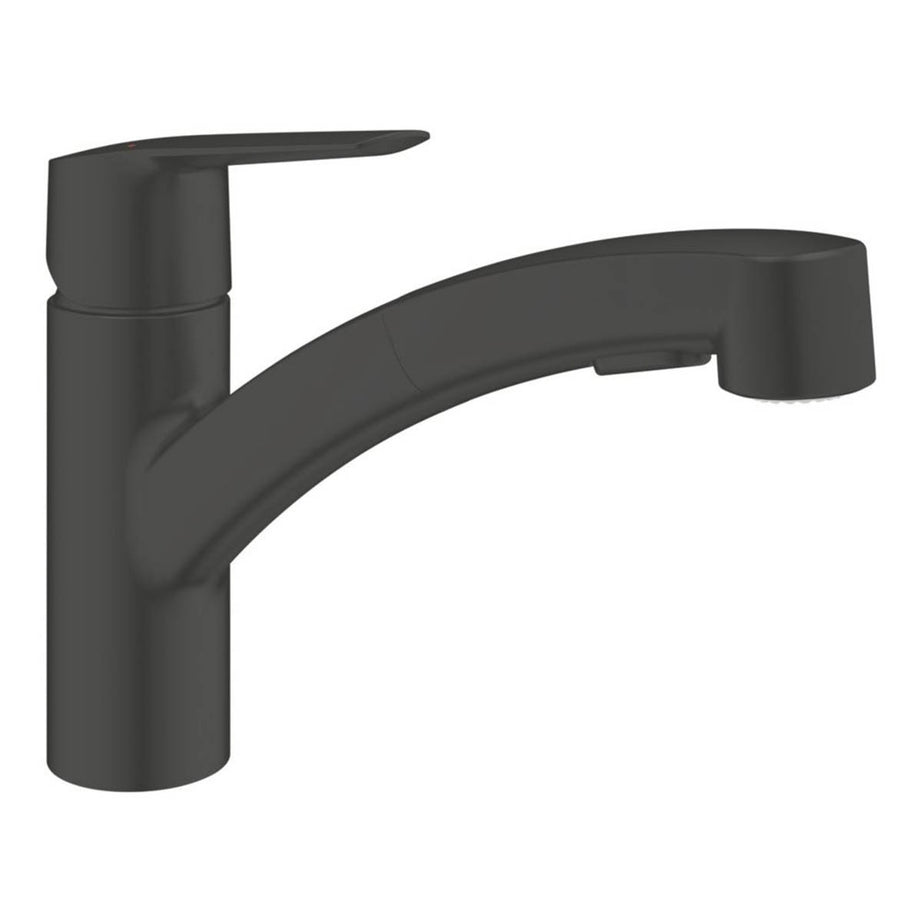 Grohe Kitchen Tap Pull-Out Matt Black Single Lever Low-Spout Swivel Modern - Image 1