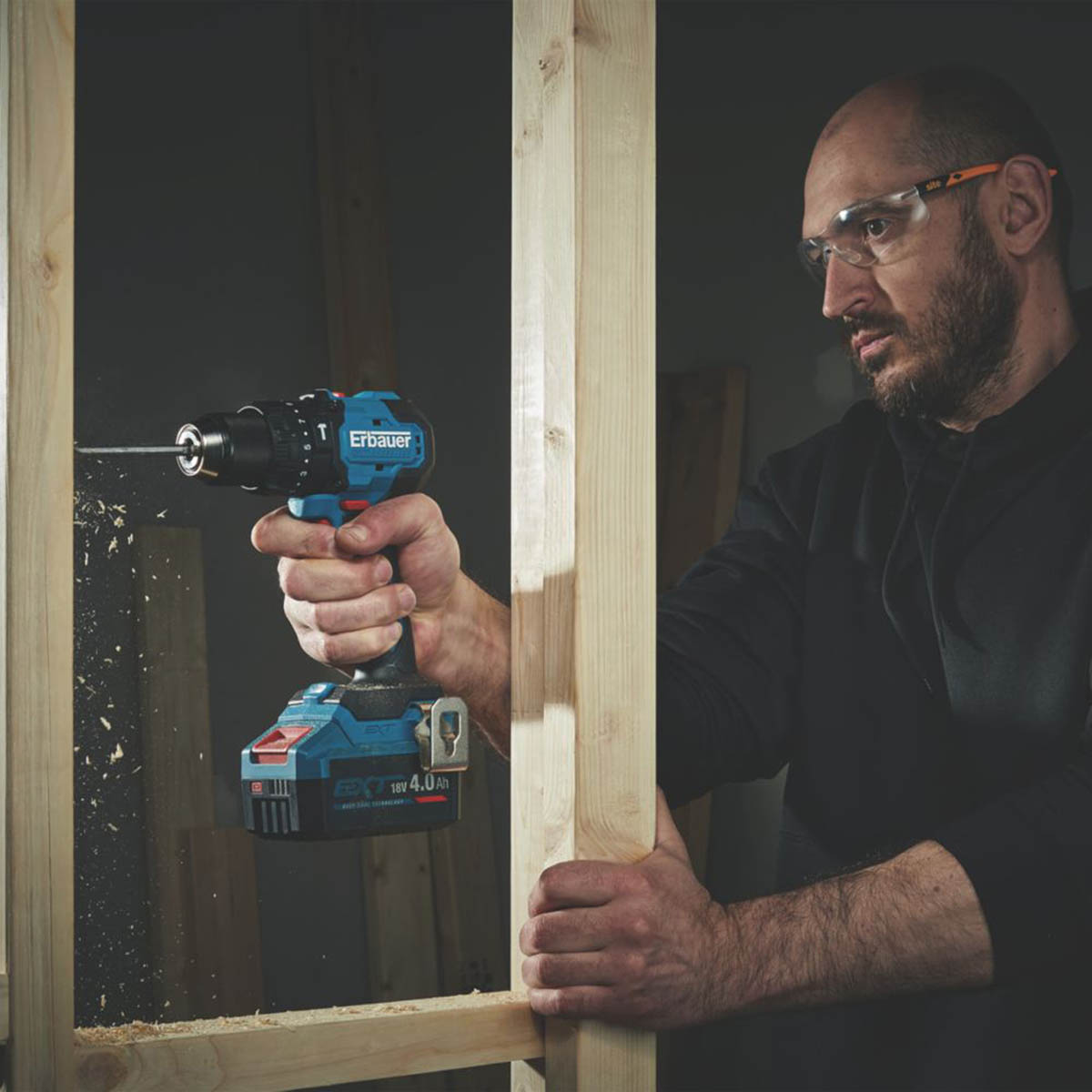 Erbauer Combi Drill Impact Driver Set Cordless 18V 2x4.0Ah ERI1092COM/ERI1093IPD - Image 2