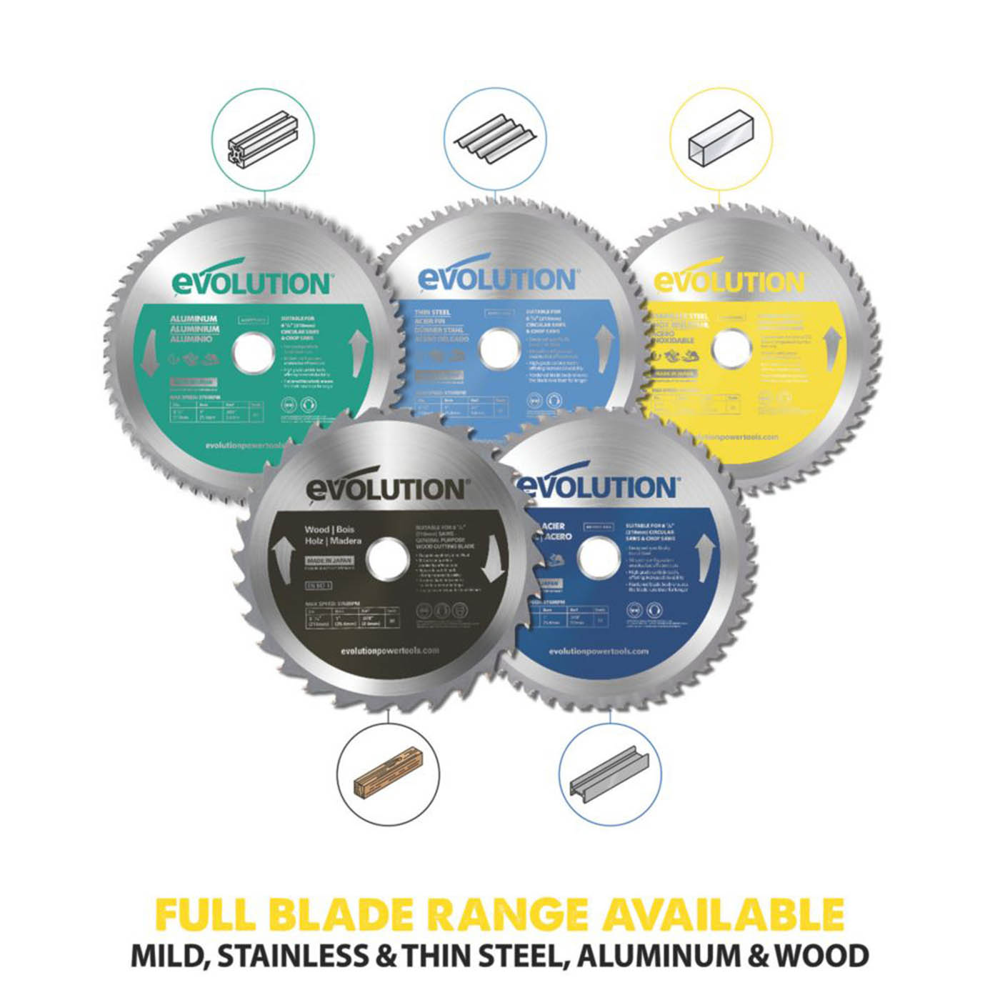 Evolution Circular Saw Blade S210TCT-54CS Stainless Steel 210mm x 25.4mm 54T - Image 3
