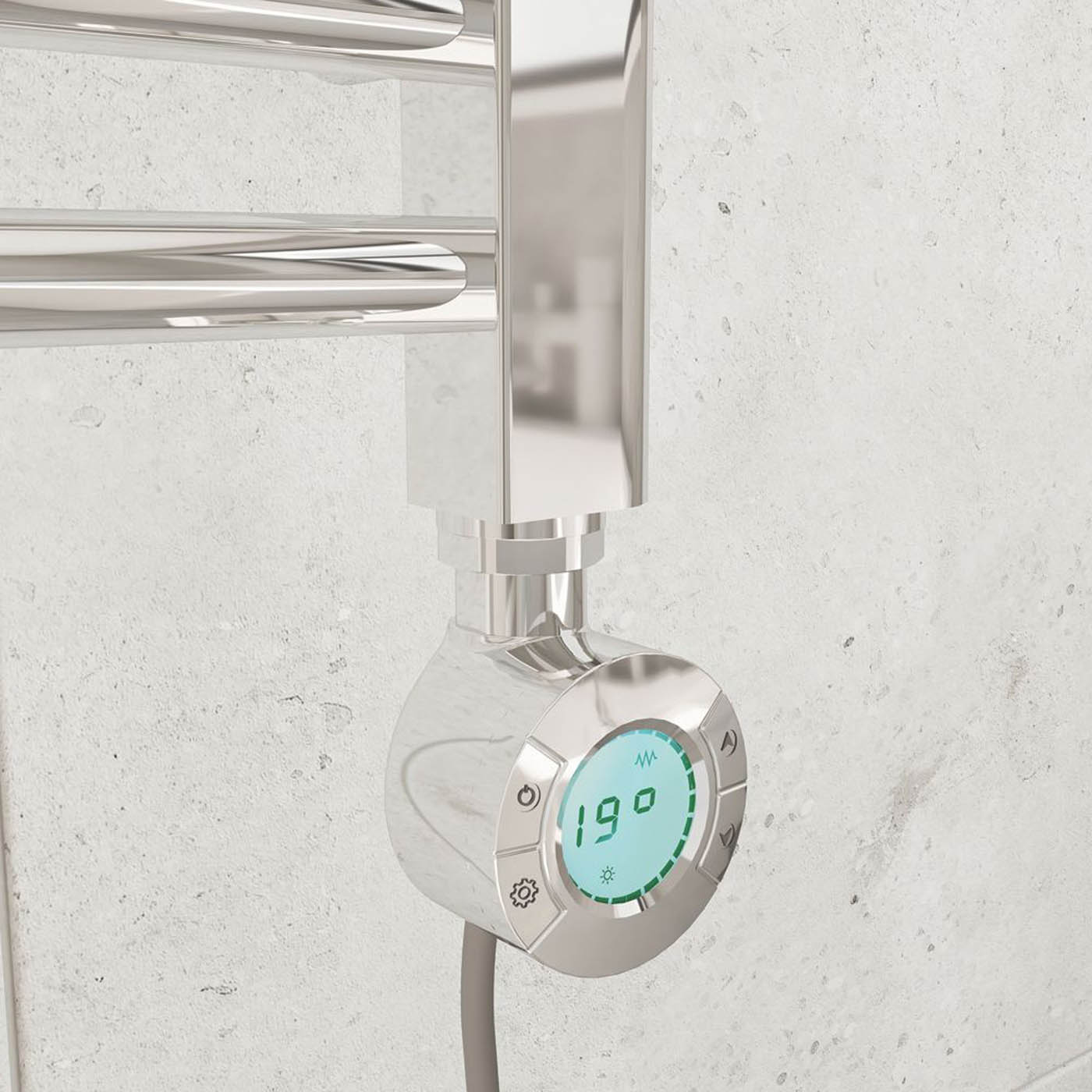 Flomasta Electric Towel Rail Radiator Chrome Flat Bathroom Warmer 80x50cm - Image 3