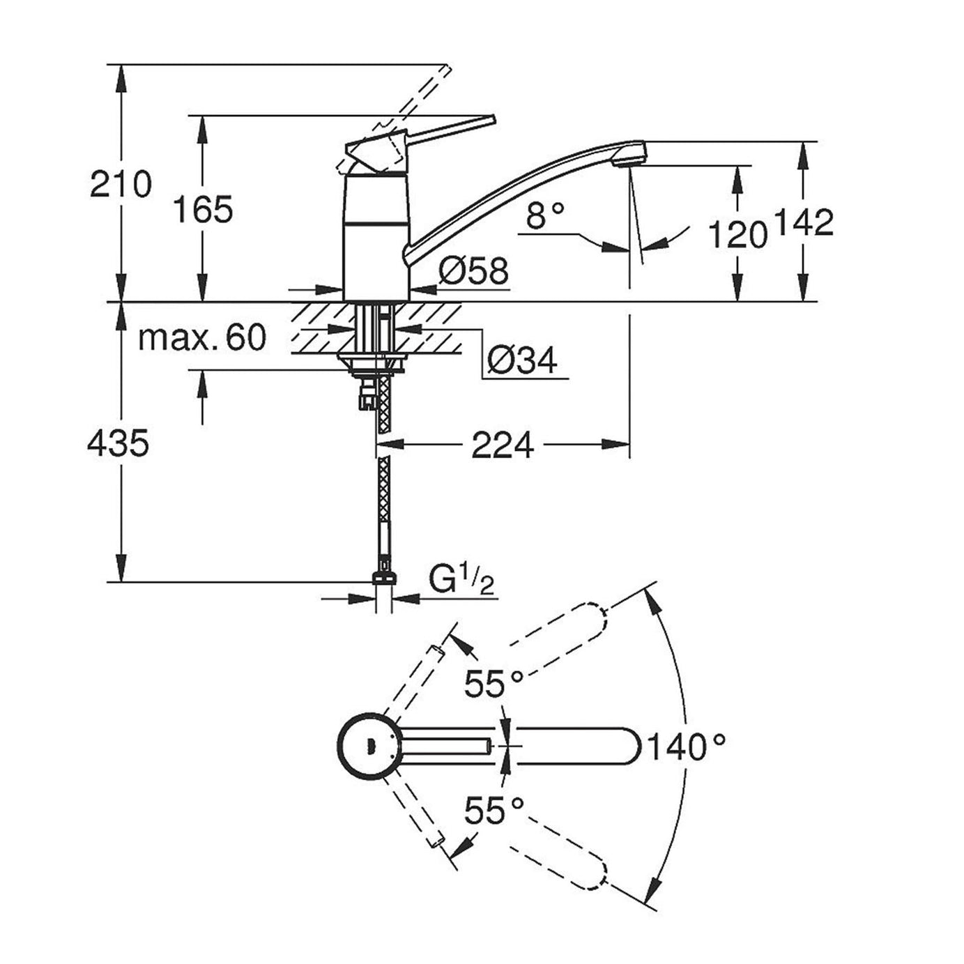 Grohe Kitchen Tap Mono Mixer Swift Chrome Brass Single Lever Swivel Spout 10 Bar - Image 2