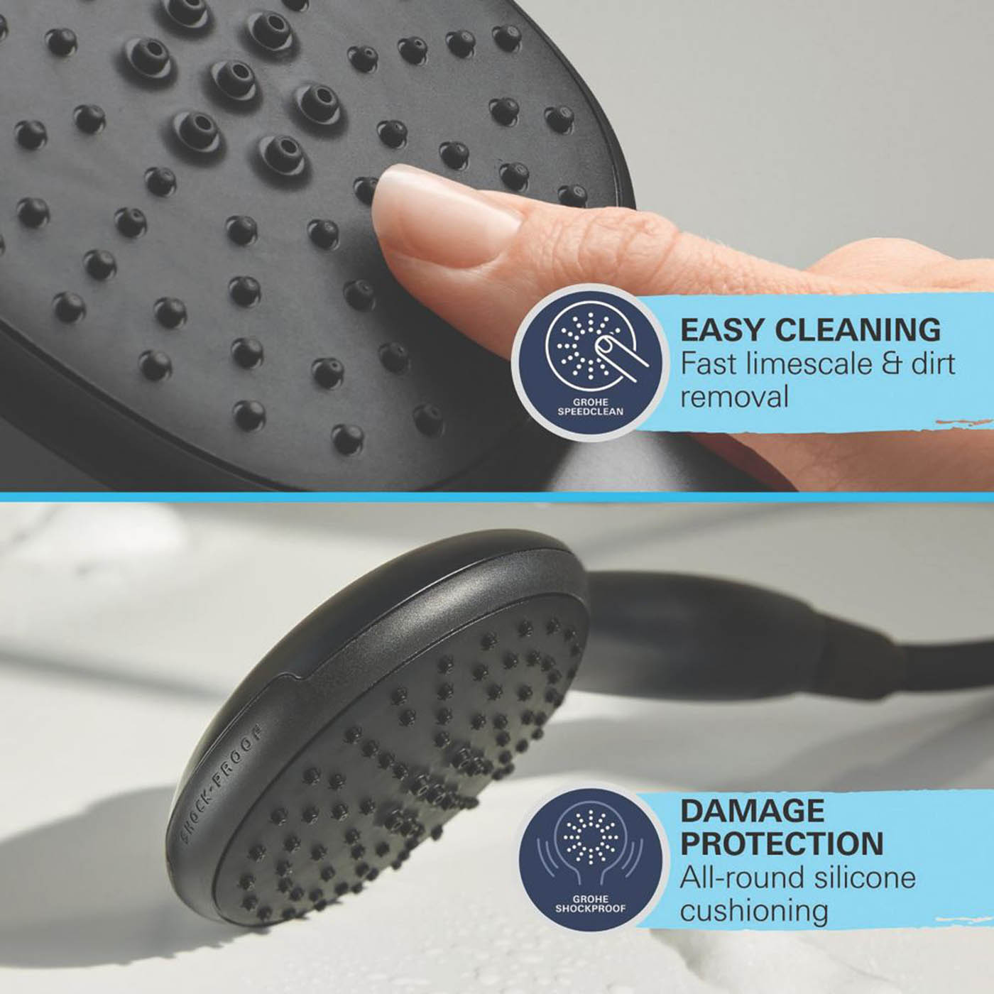 Grohe Thermostatic Shower System Exposed Matt Black Single Spray Pattern - Image 3