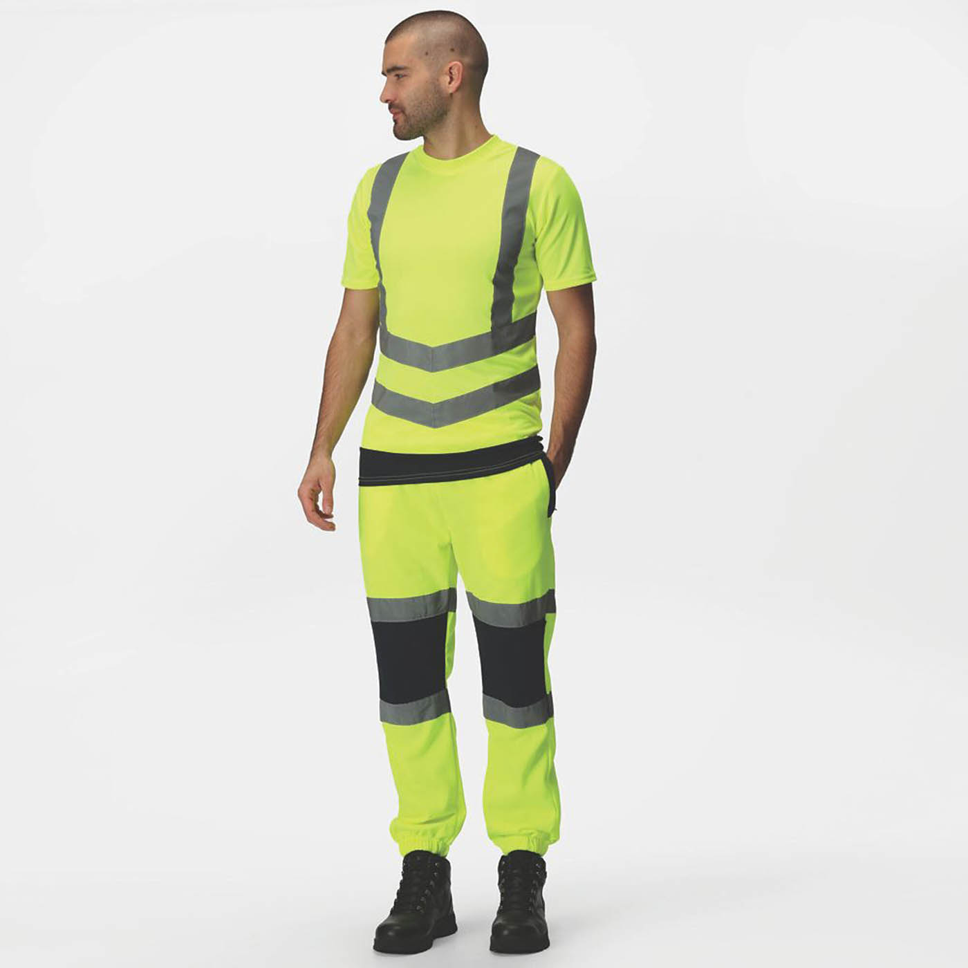 Regatta Hi-Vis Joggers Mens Regular Fit Yellow Navy Reflective X Large 35W 28L - Image 5