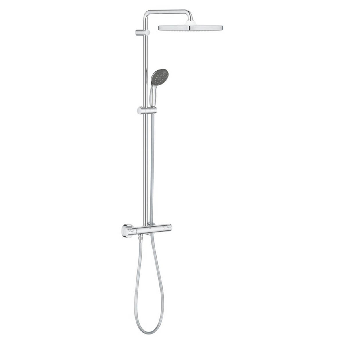 Grohe Thermostatic Mixer Shower Chrome 2 Spray Pattern Twin Square Head Bathroom - Image 1