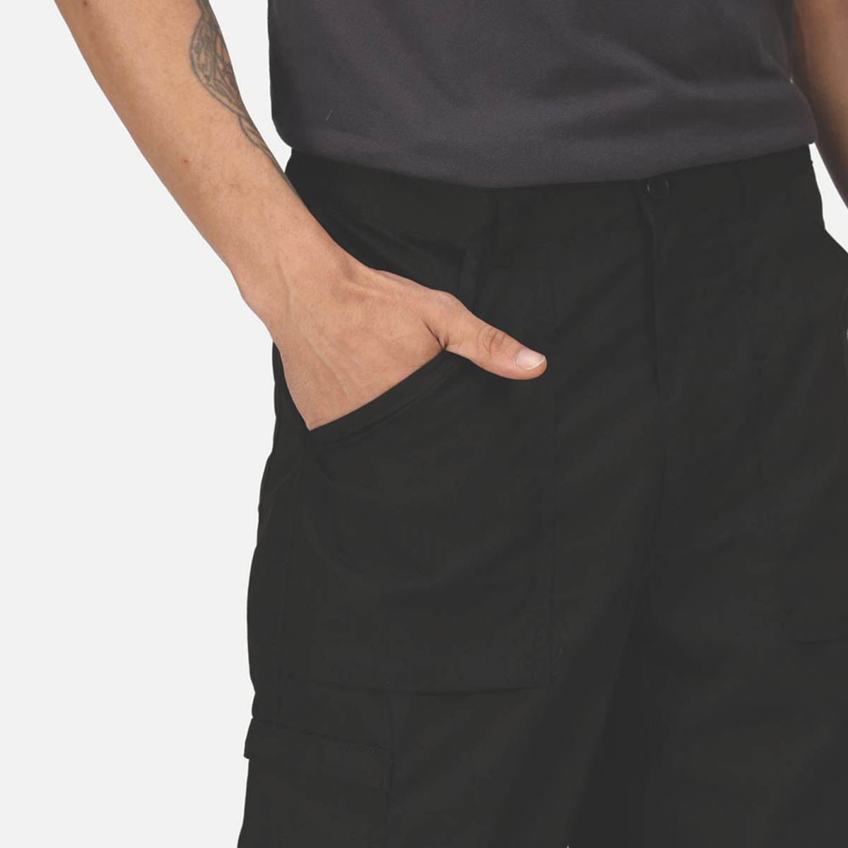 Regatta Mens Work Trousers 5 Pockets Black Lined Water Repellent 32" W 33" L - Image 6