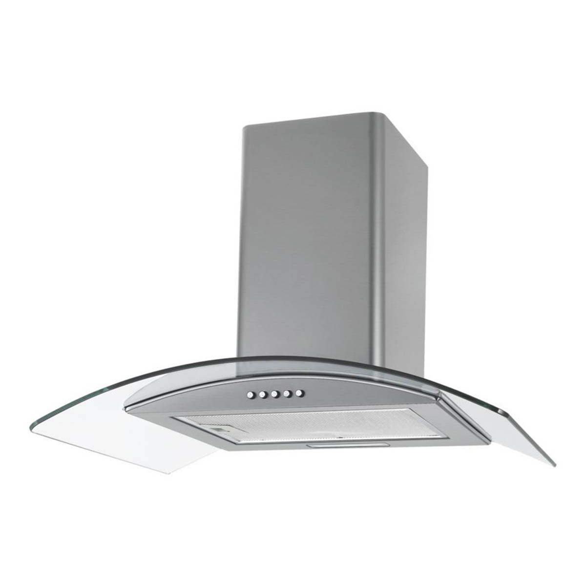 Kitchen Cooker Hood Curved Glass Stainless Steel Extracts and Recirculates 600mm - Image 2