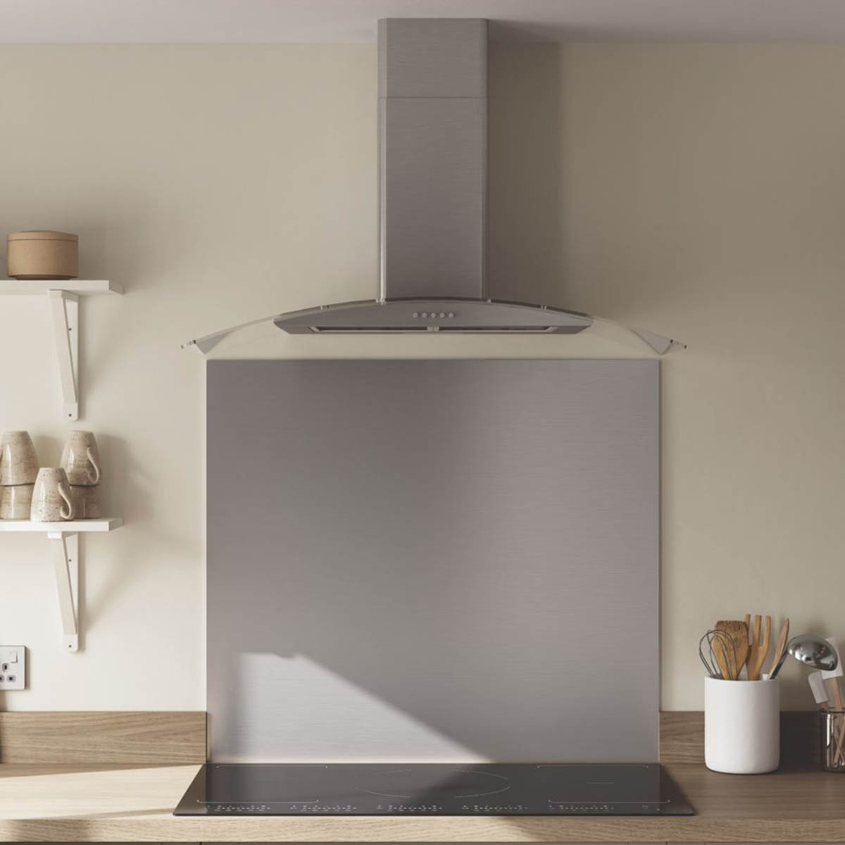Kitchen Cooker Hood Curved Glass Stainless Steel Extracts and Recirculates 600mm - Image 3