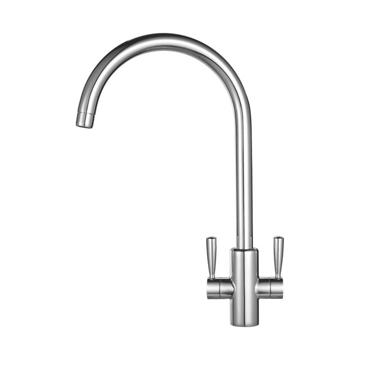 Kitchen Mixer Tap Mono Mixer Double Lever Chrome Swivel Spout Modern Faucet - Image 1
