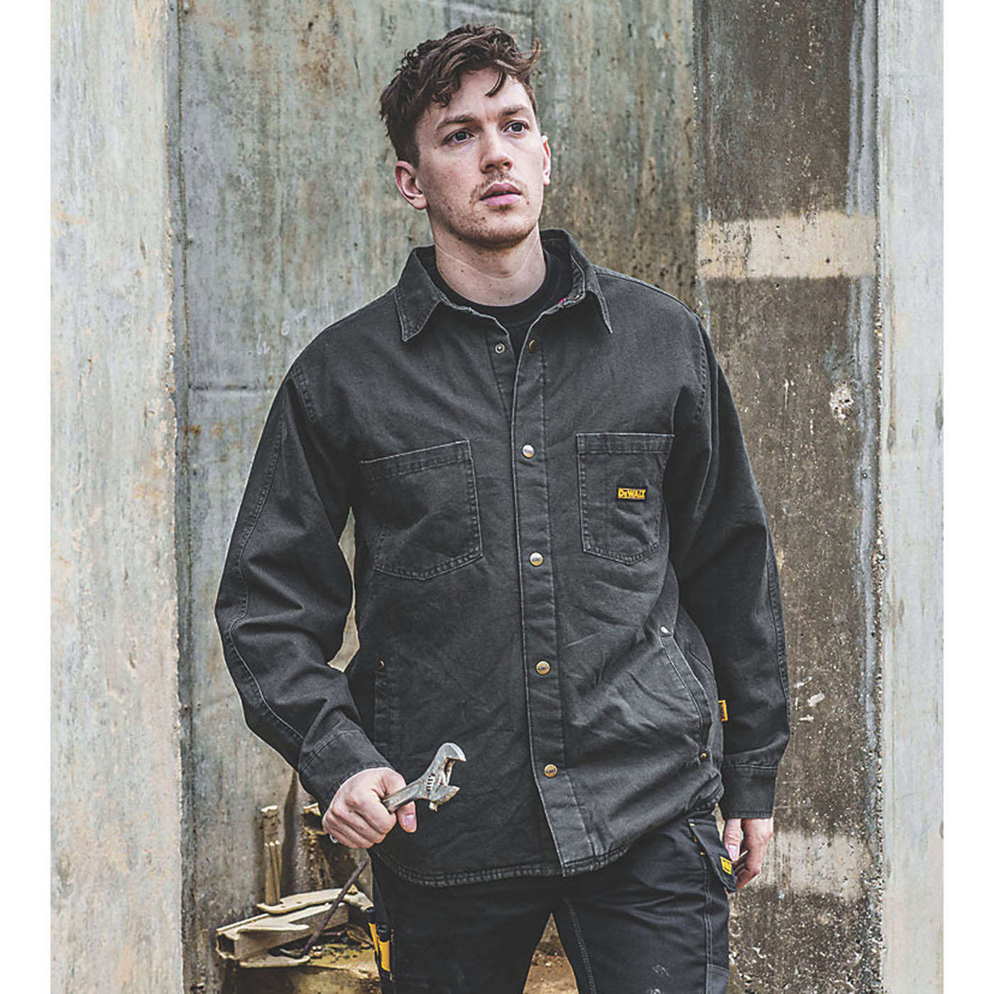 DeWalt Work Jacket Mens Grey Canvas Popper Pockets X Large 42-44" Chest - Image 6