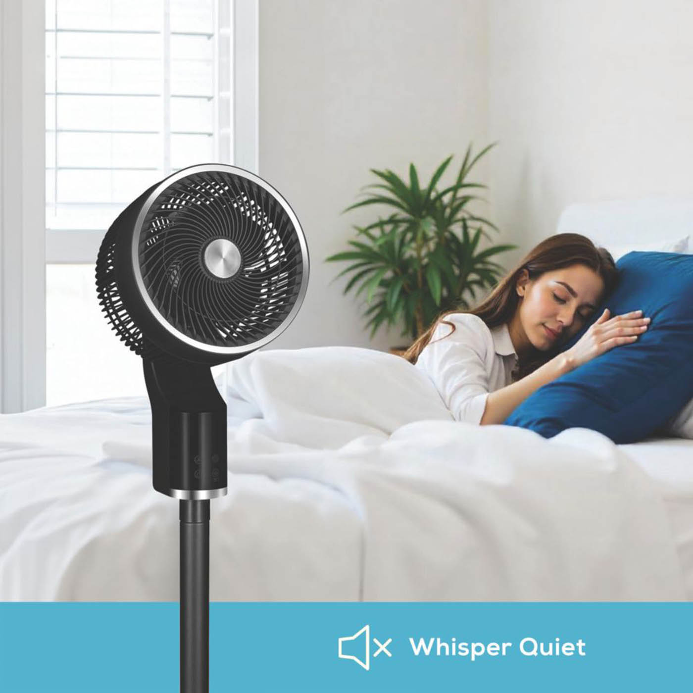TCP Pedestal Fan Black 255mm 3 Speed Oscillating Adjustable Portable Smart Timer - Image 4