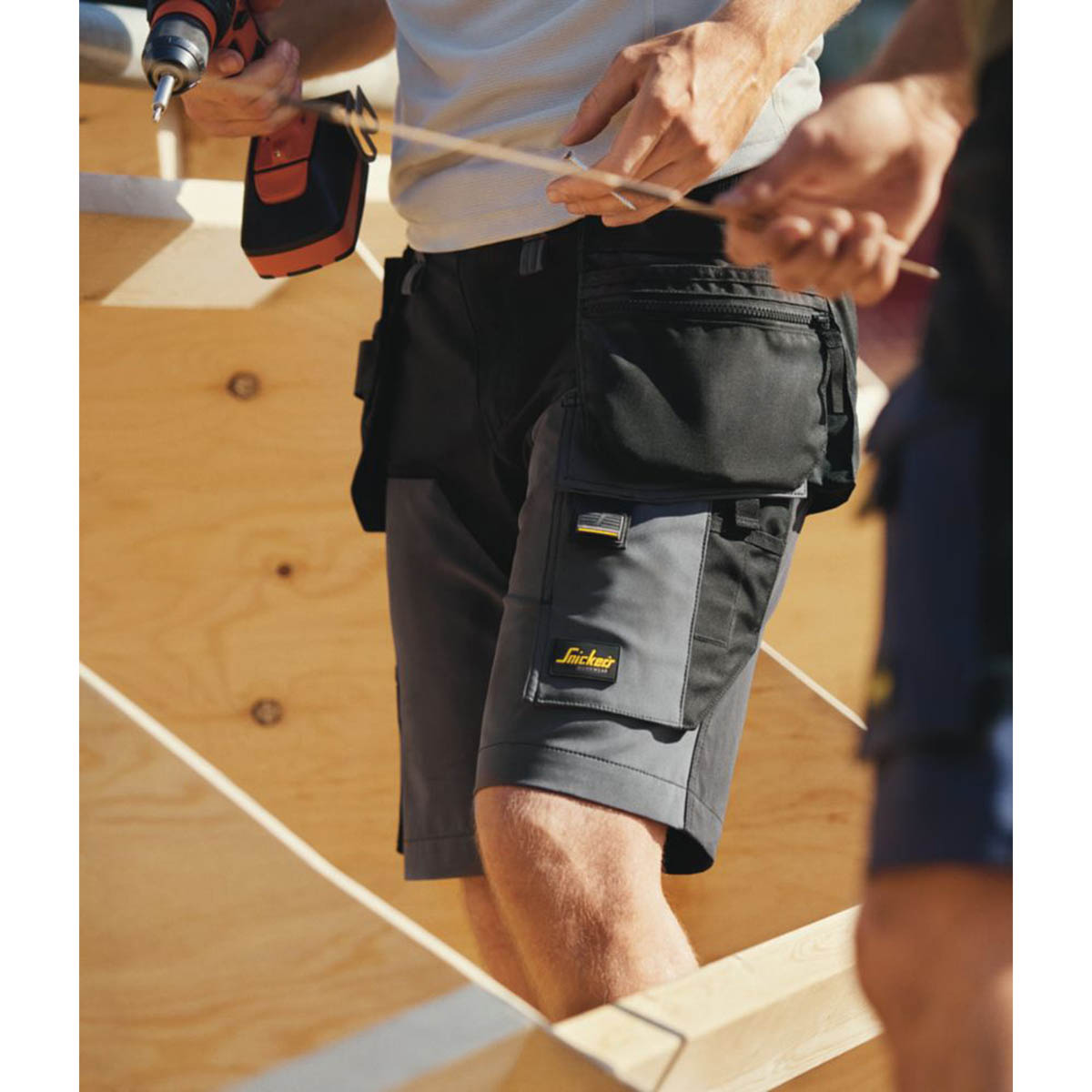 Snickers Mens Work Shorts 6175 Stretch Steel Grey Black Cargo Pocket 35W - Image 3